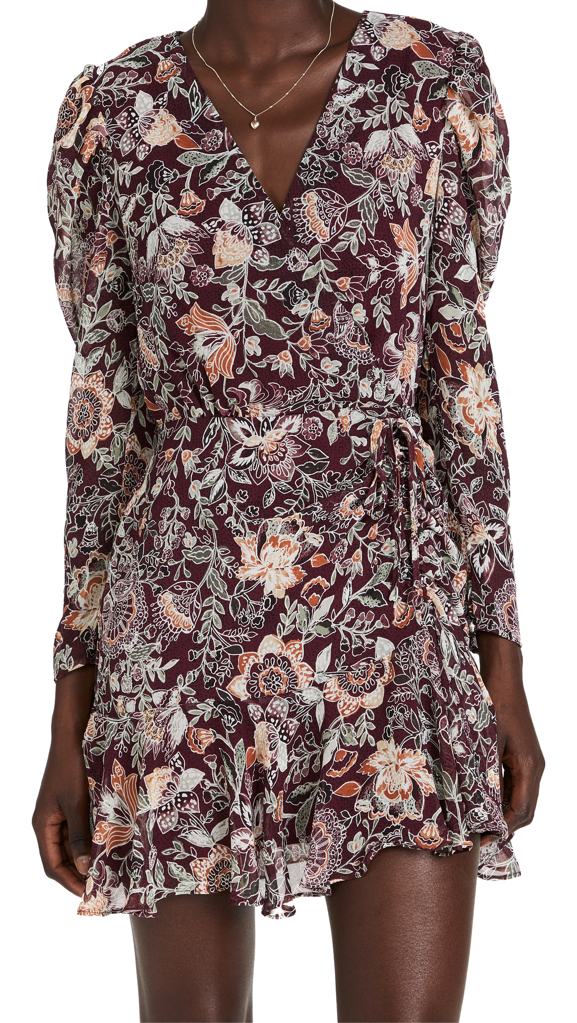 BB DAKOTA Women's Fancy That Dress - Elegant Flowy Midi Dress with V-Neck & Ruffle Sleeves for Parties, Weddings & Date Nights