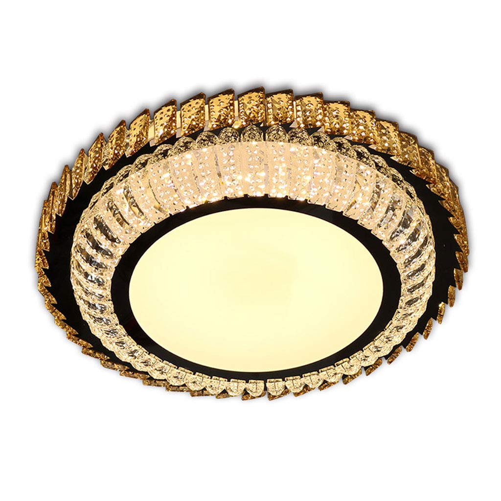 Modern Crystal LED Ceiling Light - Dimmable Round Bedroom Lamp with Warm White Light, Perfect for Bedroom, Living Room, and Dining Room Decoration (Tricolor Stepless Dimming)