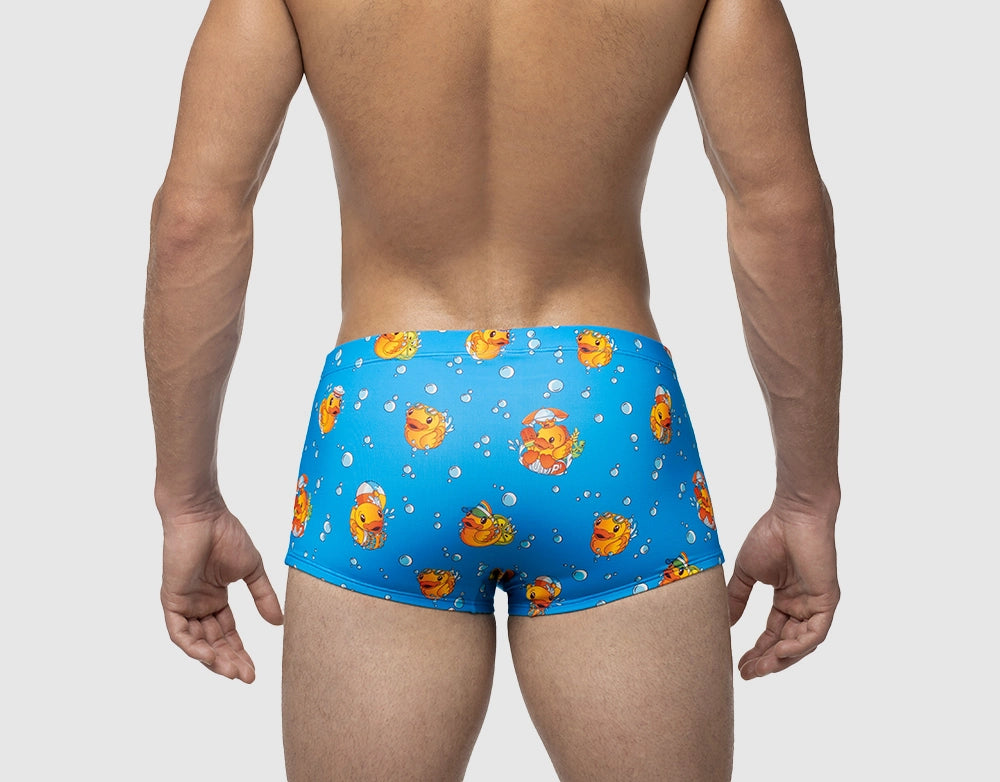 PUMP! Water Cheeky Swim Boxer Ducky Blue - Quick-Dry Men's Swim Trunks for Beach, Pool & Summer Water Activities