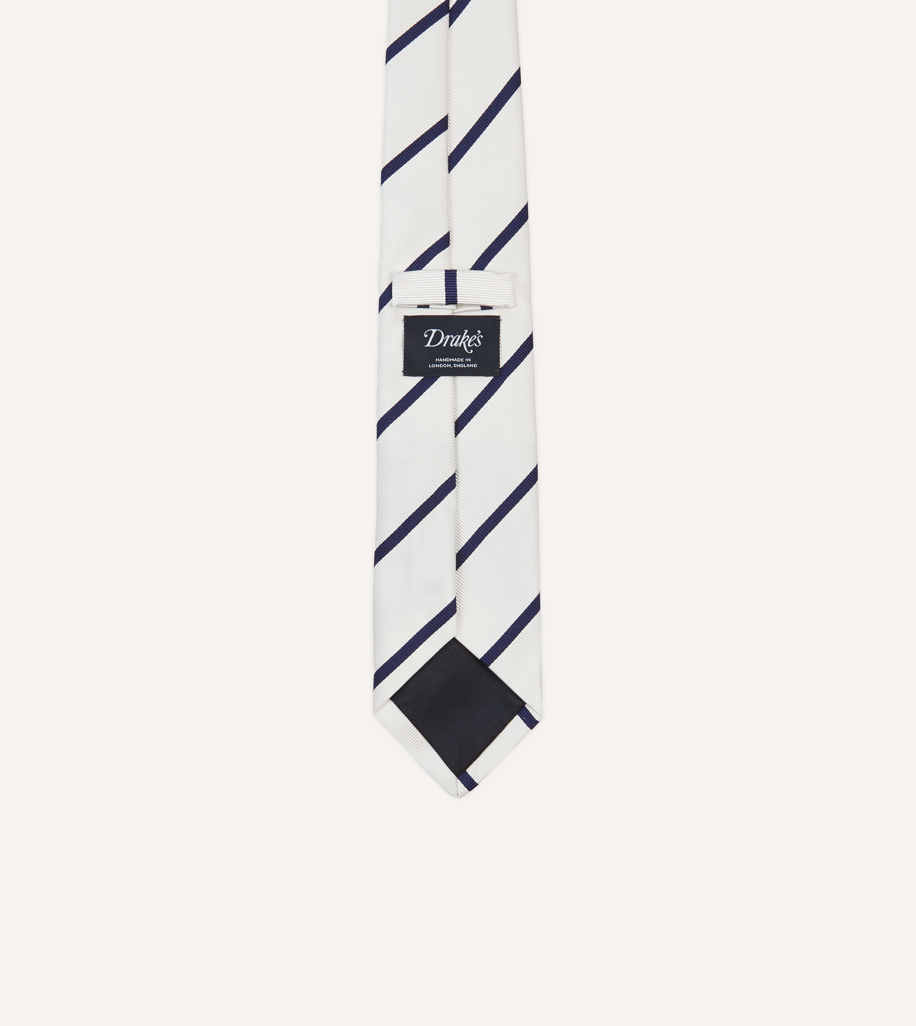 Premium White and Navy Striped Repp Silk Tipped Necktie - Elegant Business Attire & Formal Occasions
