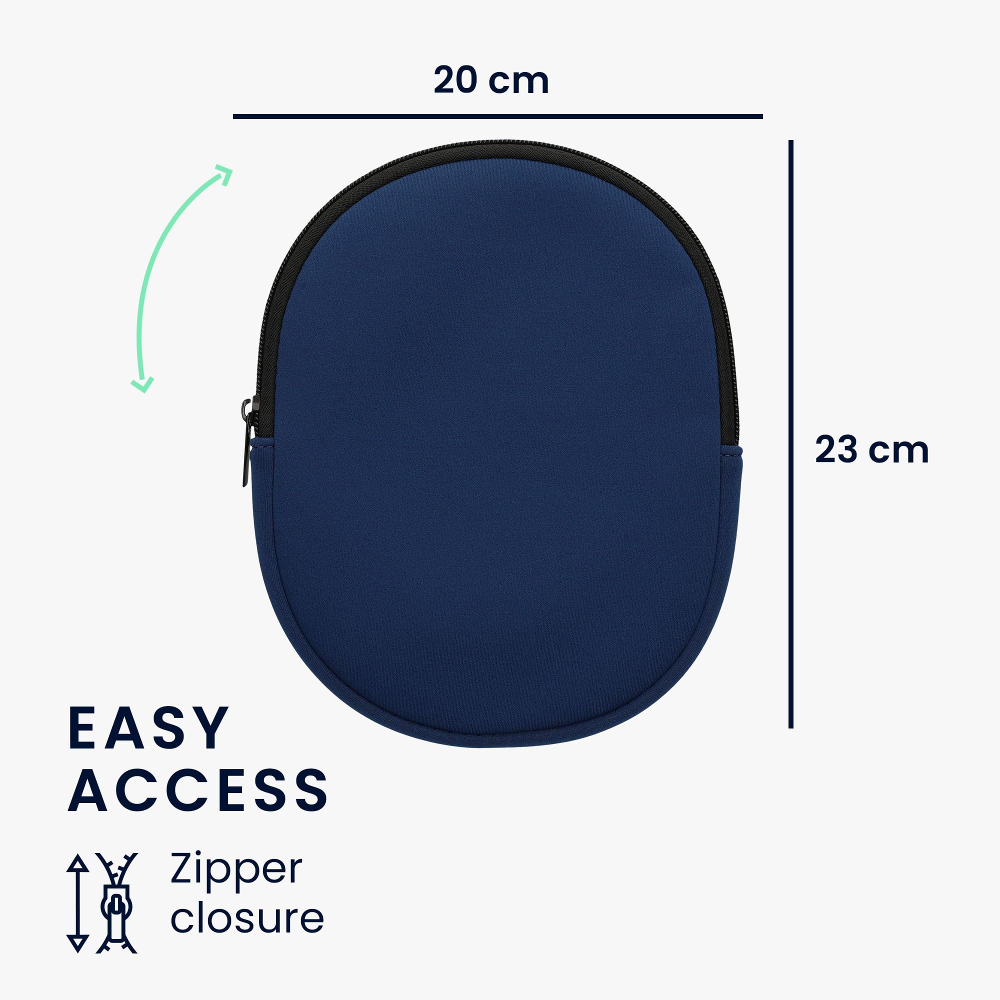 kwmobile Neoprene Headphone Case Compatible with Sony WH-CH520 WH-CH510 MDR-ZX110 - Protective Zippered Pouch for Travel Storage in Dark Blue | Perfect for Commuting, Gym & Airplane Use
