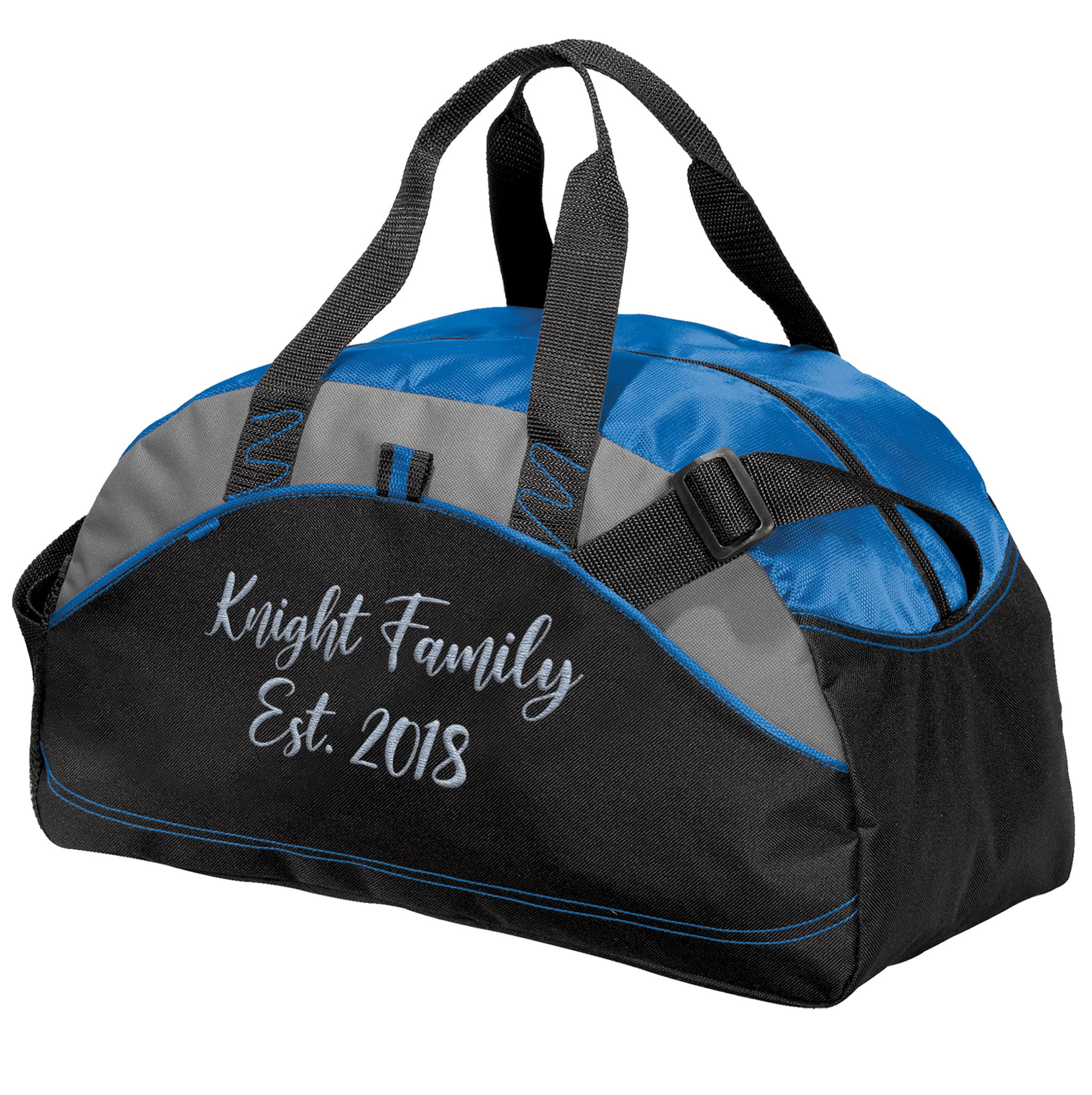 Custom Embroidered Sport Duffel Bag - Medium Size Water-Resistant Gym & Travel Bag with Contrast Trim (Royal Blue) - Perfect for Workouts, Weekend Trips & Sports Equipment Storage