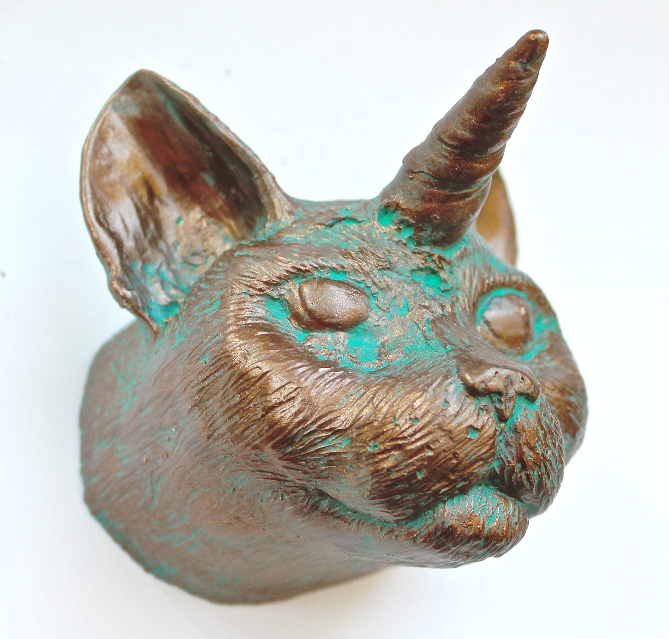 Bronze Cat Unicorn Wall Decor - Handcrafted Metal Sculpture for Home & Office - Perfect for Living Room, Bedroom, Nursery & Gift Giving