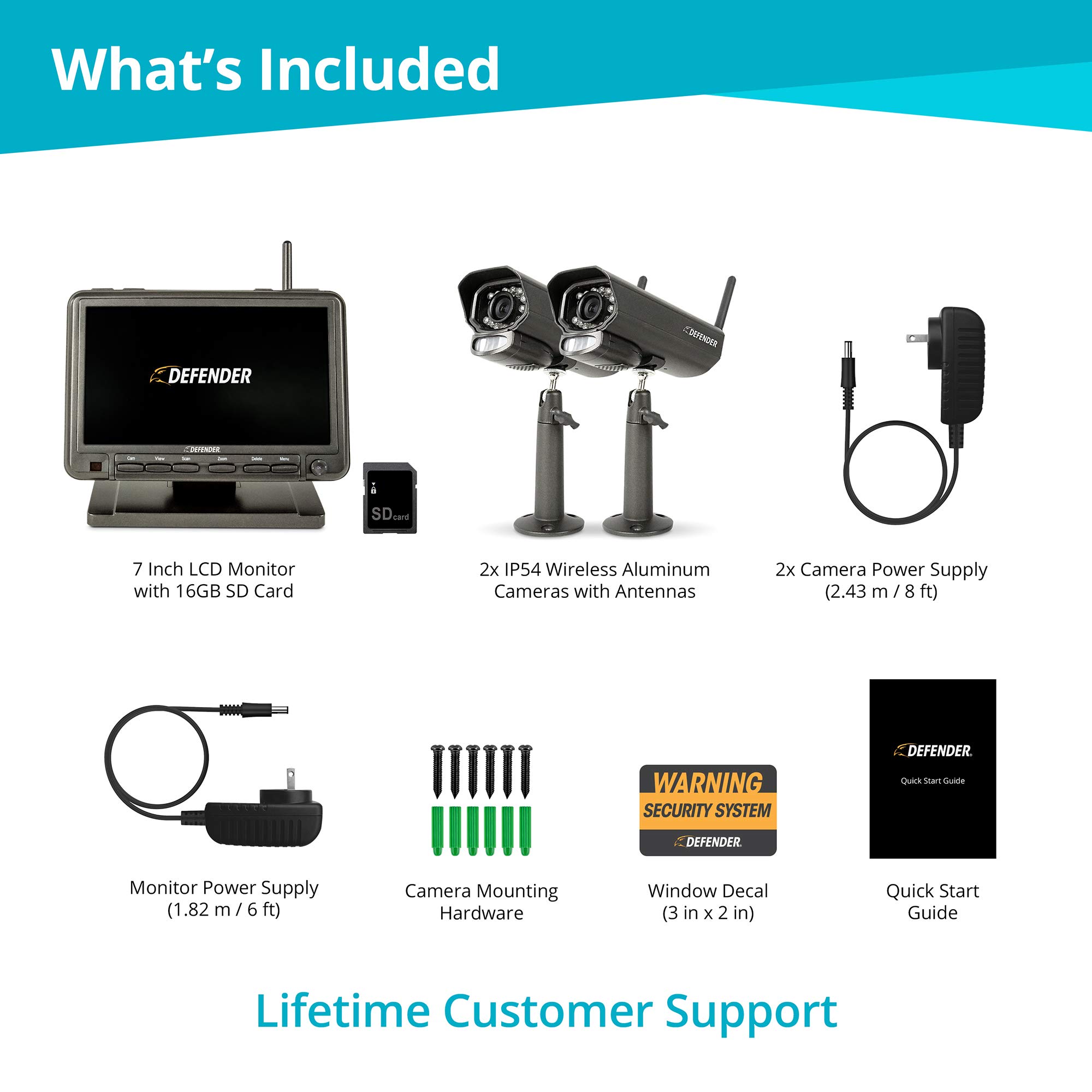 Defender PhoenixM2 Wireless Security Camera System - Indoor/Outdoor HD Surveillance with LCD Monitor - Plug & Play No WiFi Needed (2 Cameras) - Perfect for Home, Office & Business Security Monitoring