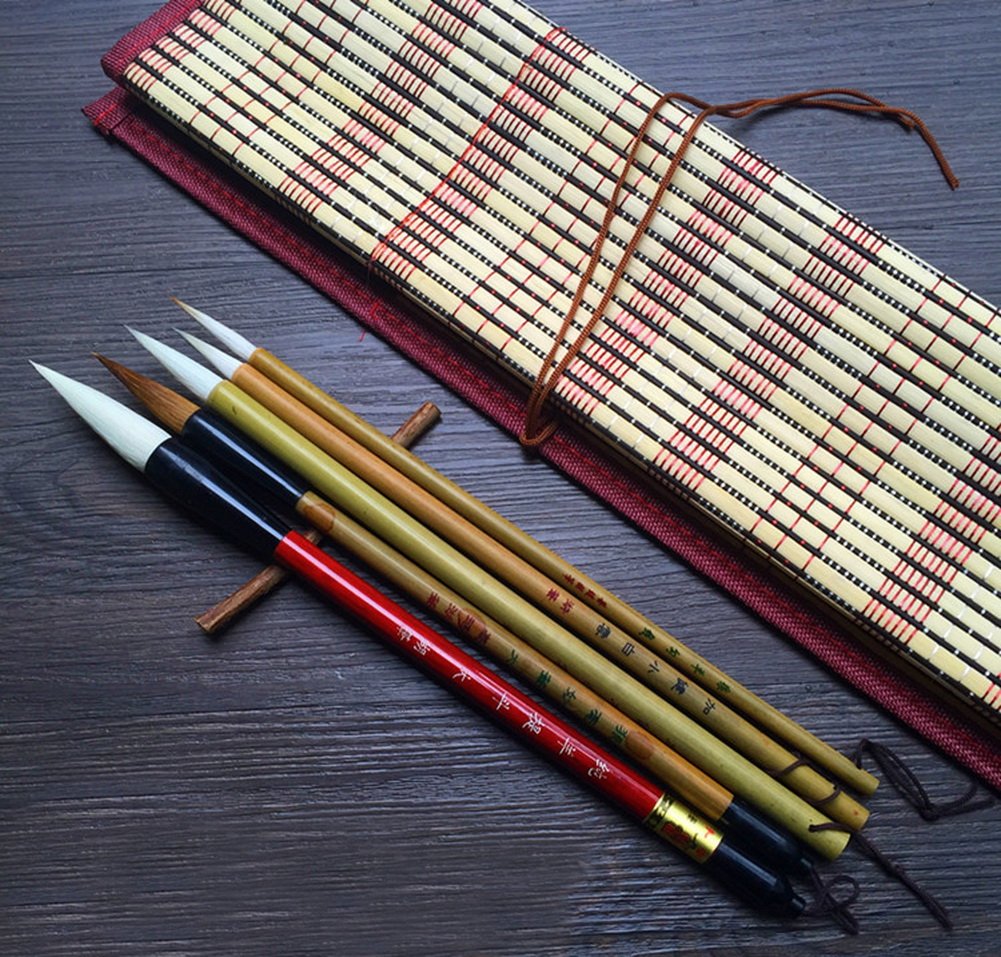 Premium Chinese Ink Painting Brush Set - 5 Piece Calligraphy & Watercolor Brush Kit for Artists, Beginners - Perfect for Traditional Asian Art, Sumi-e, and DIY Projects