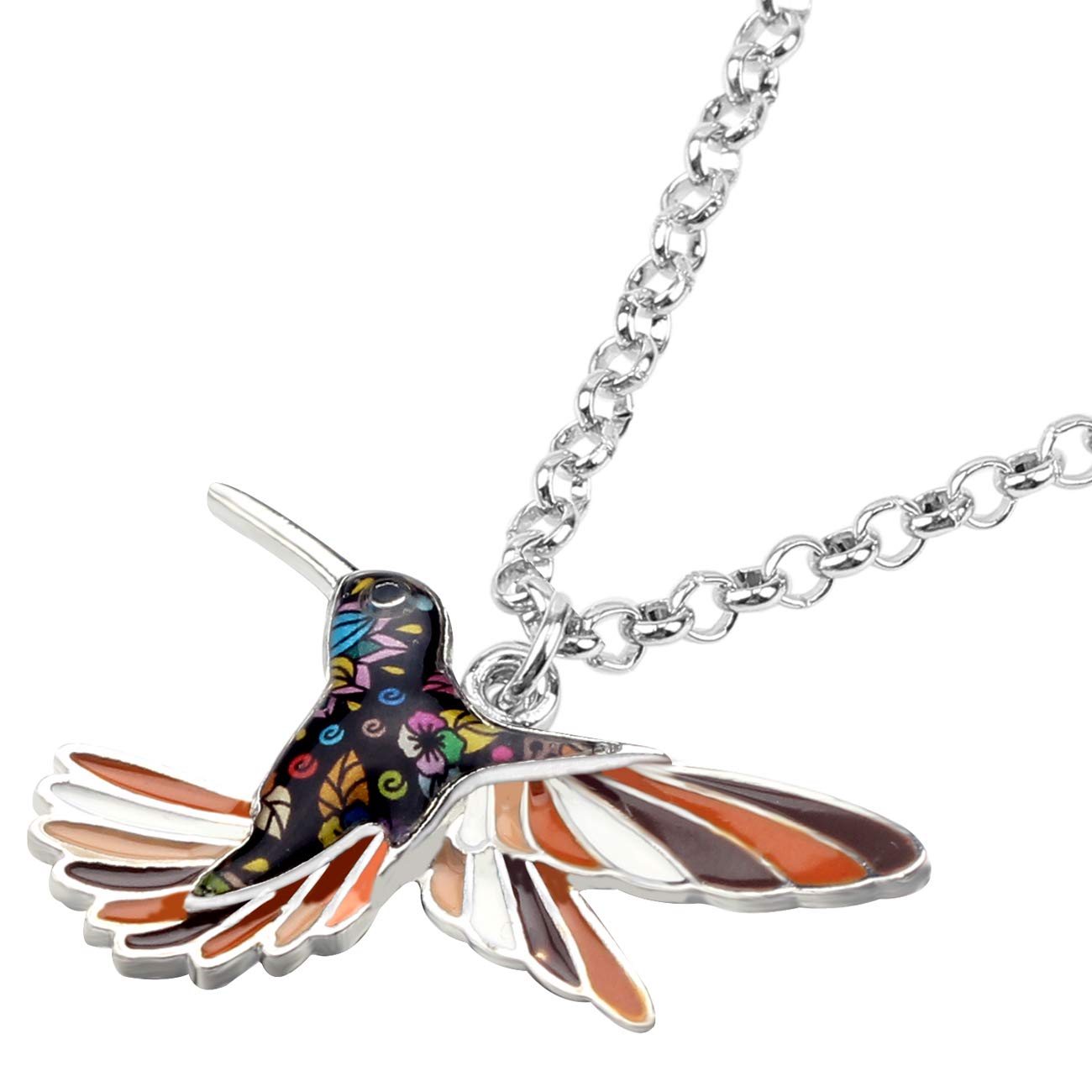 BONSNY Enamel Alloy Hummingbird Pendant Necklace for Women - Elegant Bird Charm Jewelry Gift for Birthday, Anniversary & Special Occasions