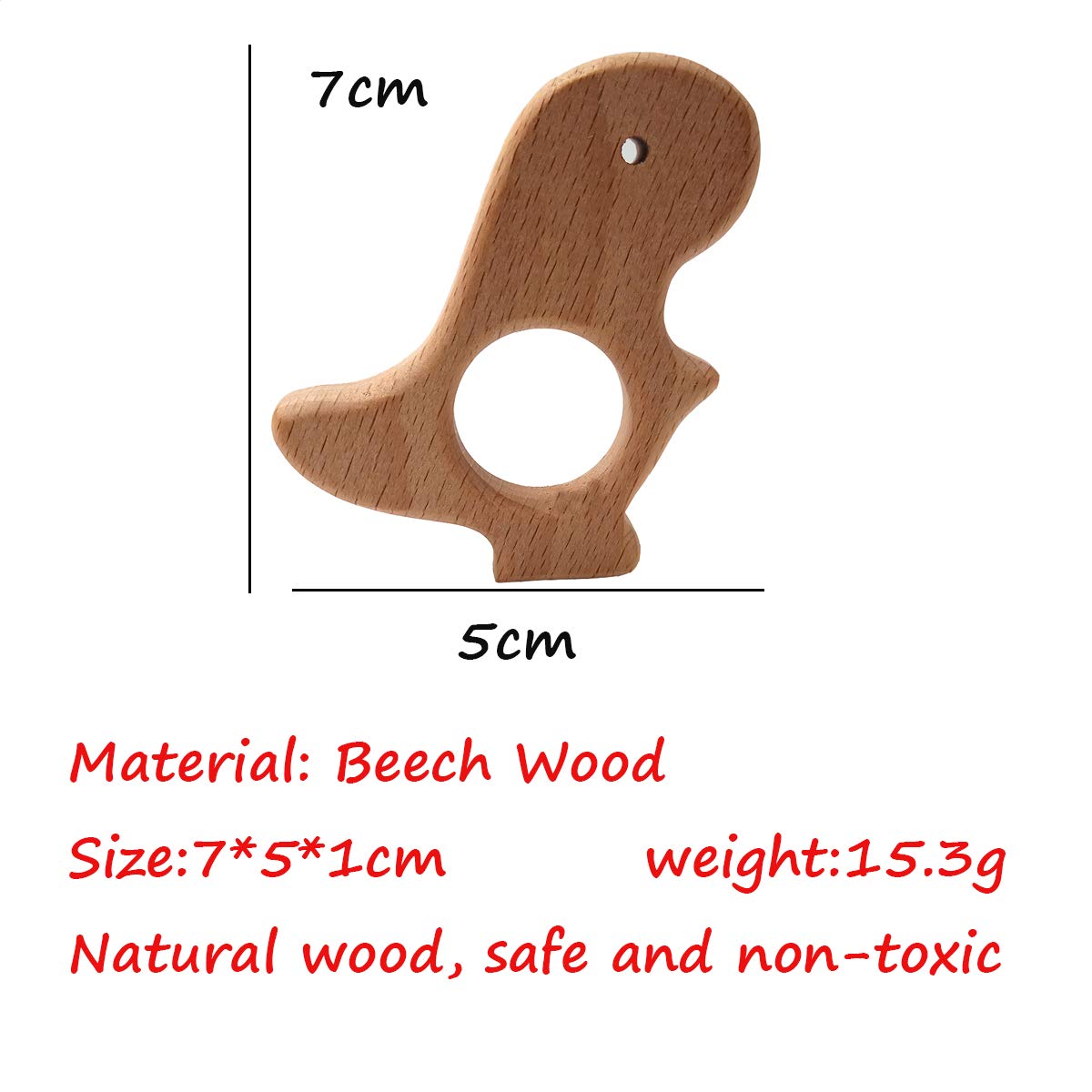 Alenybeby 15-Piece Natural Wooden Teething Toys Set - Random Animal Shapes, Organic Baby Teether Rings & Handmade Pendants - Montessori Toys for Soothing Sore Gums - Perfect for Home, Travel & Daycare Use
