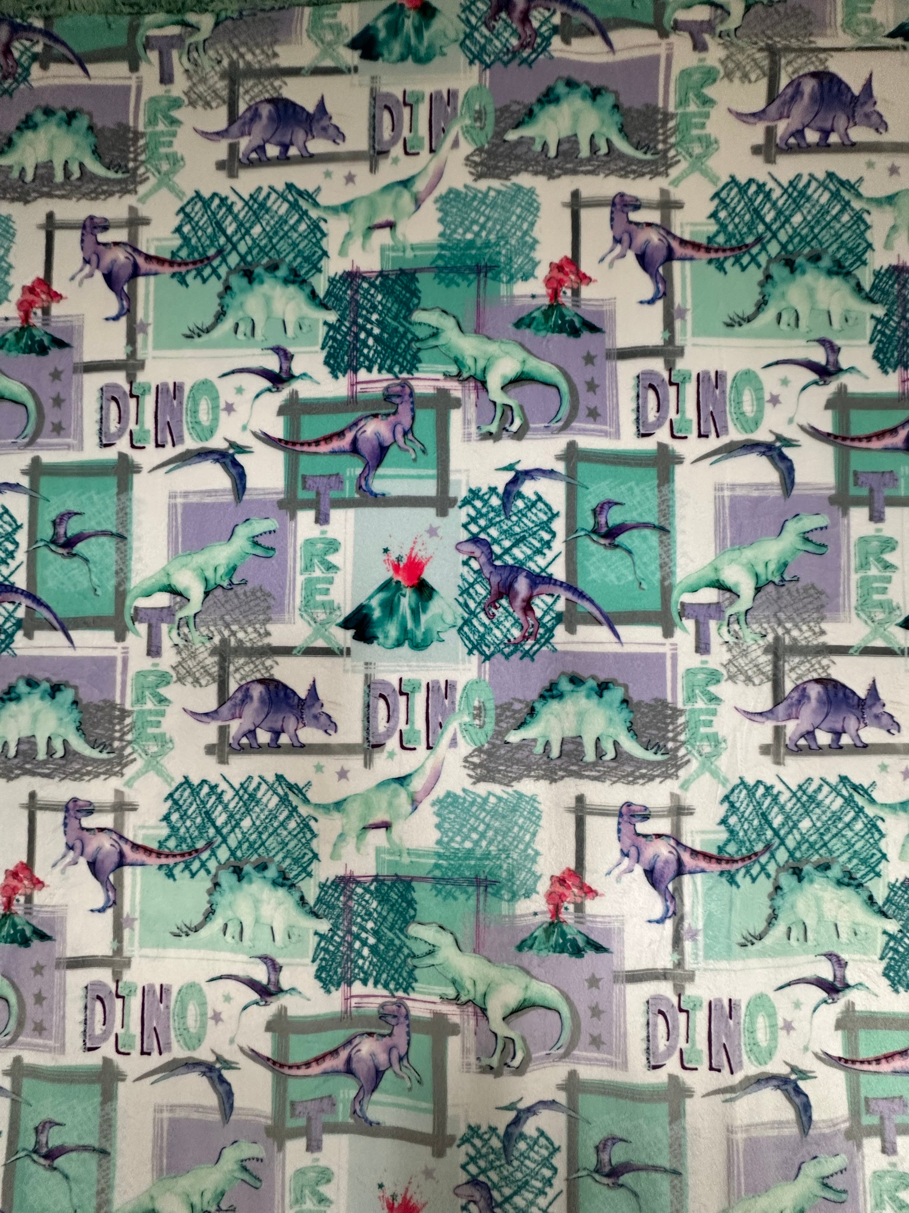 Soft T-Rex Bellflower Spearmint Galaxy Minky Toddler Blanket 44x54 Inches with 13x19 Pillowcase for 12x18 Pillow - Perfect for Nursery, Daycare & Cozy Nap Time