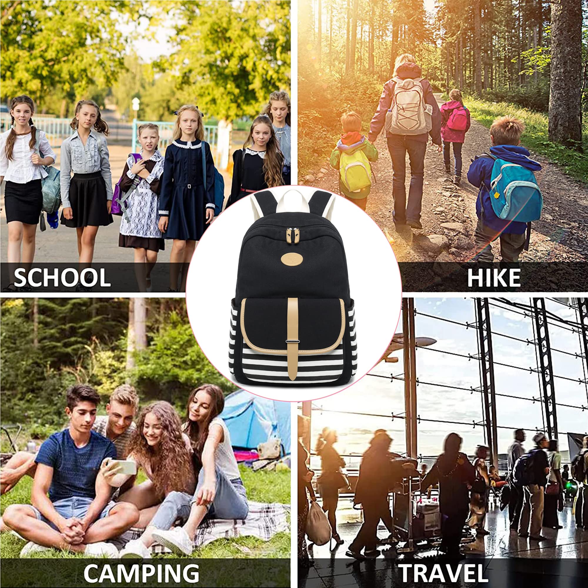 Lightweight Canvas Backpack for Girls - School & Travel Use
