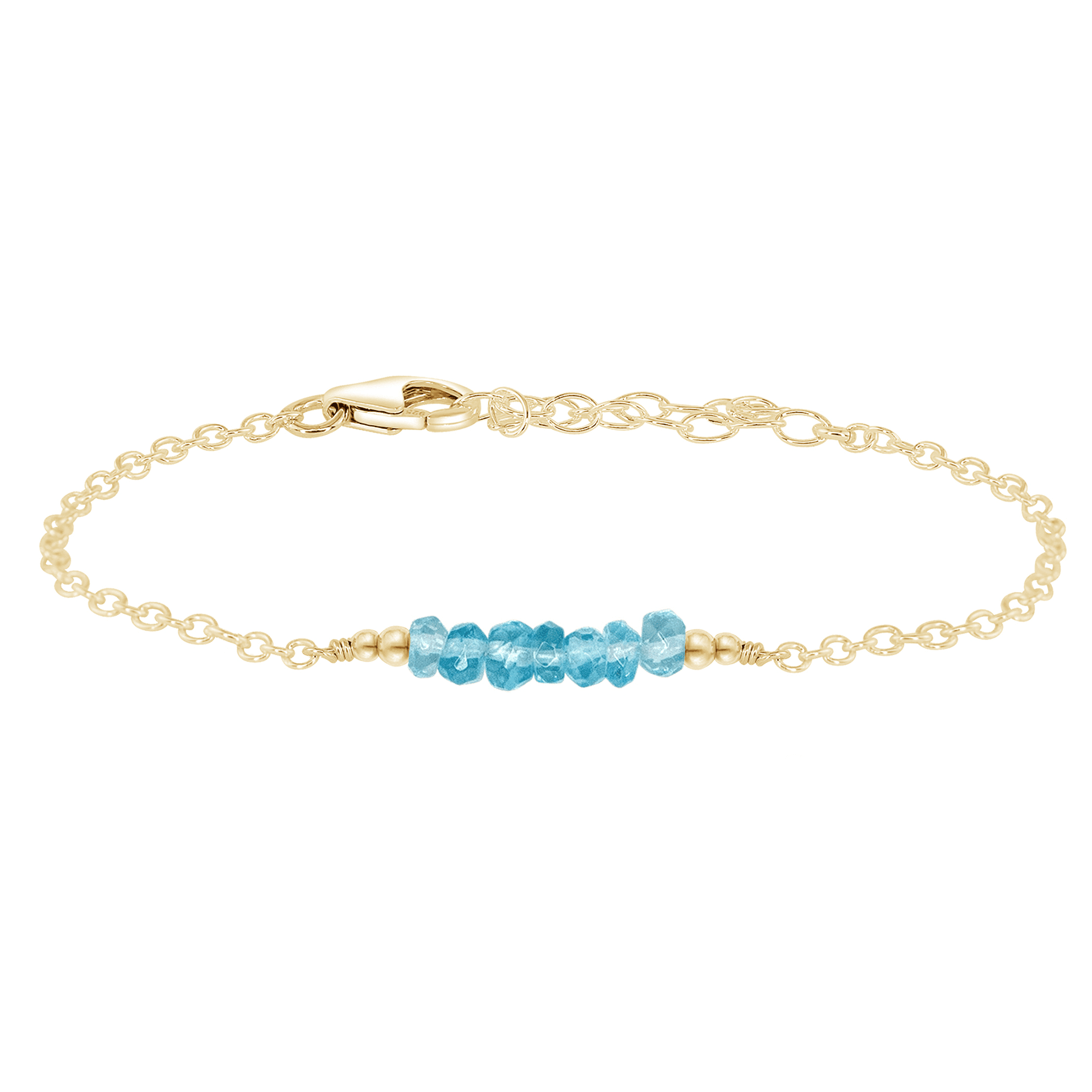 Sparkling Blue Apatite Gemstone Faceted Bead Bar Bracelet for Women - Handmade Adjustable Healing Crystal Jewelry for Meditation, Yoga & Spiritual Gifts
