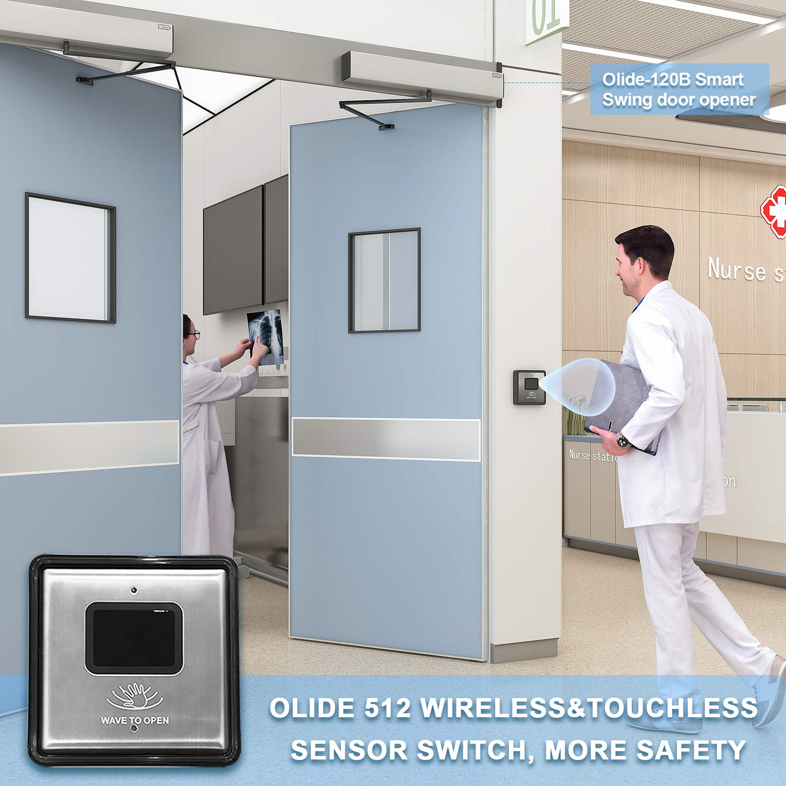 Olideauto Contactless Wireless Sensor Switch - 2PCS Stainless Steel Wave Sensor Panel for Hands-Free Door Opener with WiFi Function | Ideal for Smart Homes, Offices, and Public Spaces