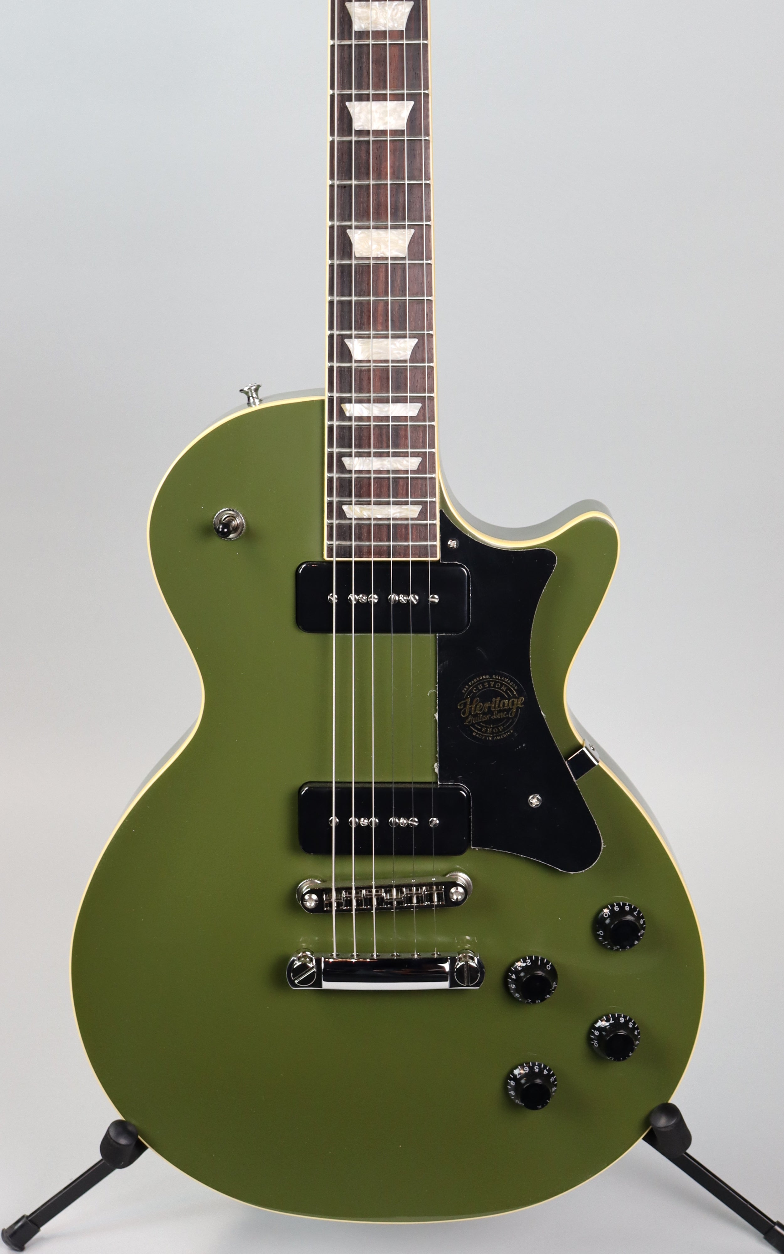 Heritage Custom Shop Core Collection H-150 P-90 Electric Guitar in Olive Drab - Perfect for Rock, Blues & Stage Performances