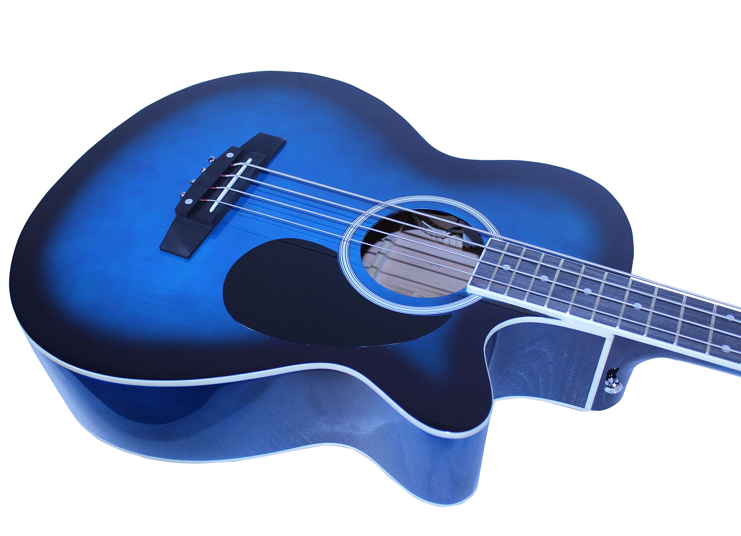 Full Size 4-String Cutaway Acoustic-Electric Bass Guitar with 4-Band EQ, Includes Gig Bag, Strap & Picks - Blue | Perfect for Live Performances, Studio Recording & Practice Sessions
