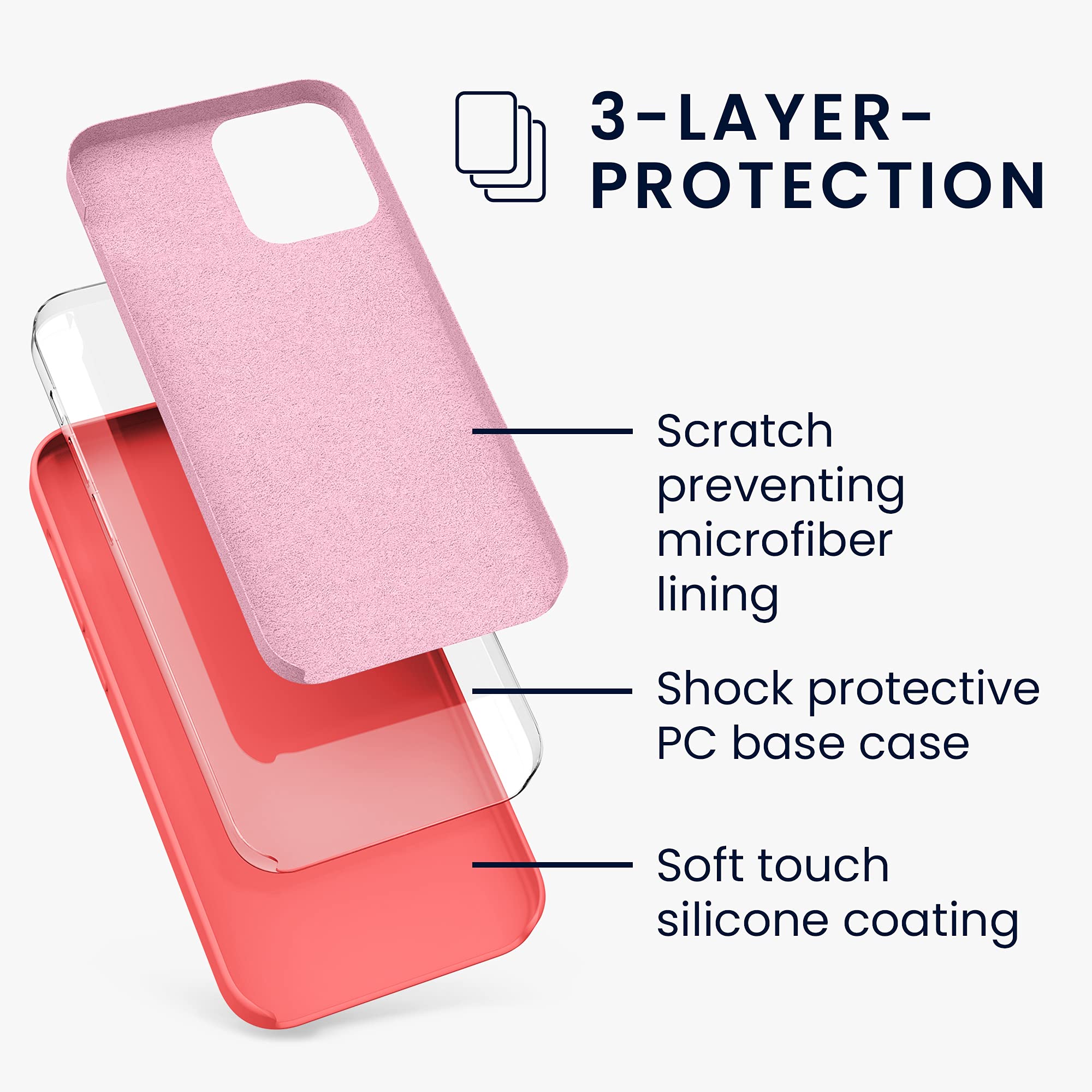 kwmobile Premium TPU Silicone Case for Apple iPhone 12 & iPhone 12 Pro - Soft Protective Phone Cover in Vivid Coral - Shockproof & Scratch-Resistant for Everyday Use & Outdoor Activities