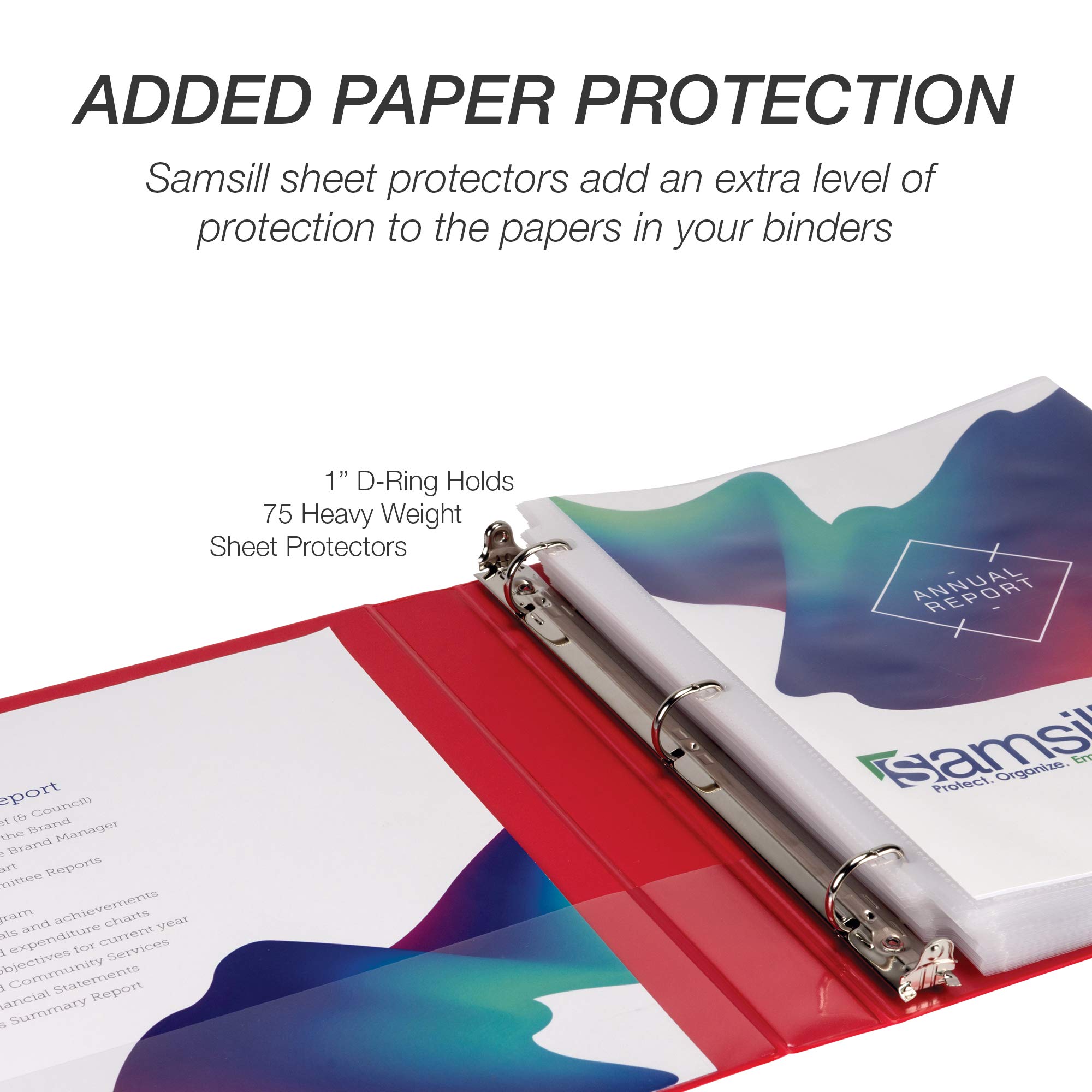 Samsill 1 Inch Durable D-Ring Binder with Clear View Cover - Customizable, Holds 225 Pages, 4-Pack (Red) - Perfect for School, Office & Home Organization - Made in USA