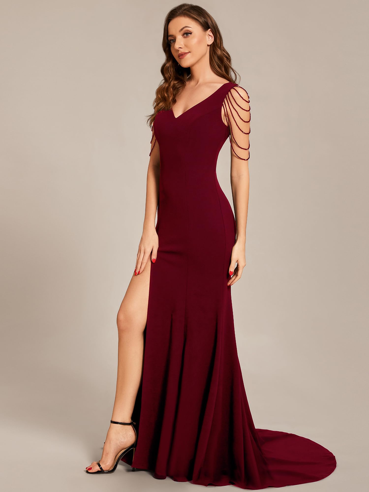 Ever-Pretty Women's Elegant V-Neck Sleeveless Bodycon Split Maxi Evening Dress 01670 - Perfect for Prom, Cocktail Party, Wedding Guest & Formal Occasions