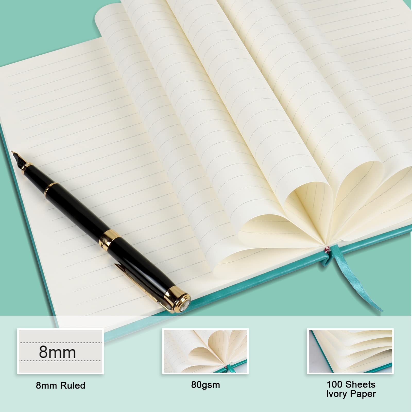 Premium Leather Lined Journal Notebook for Women & Men - 8.3
