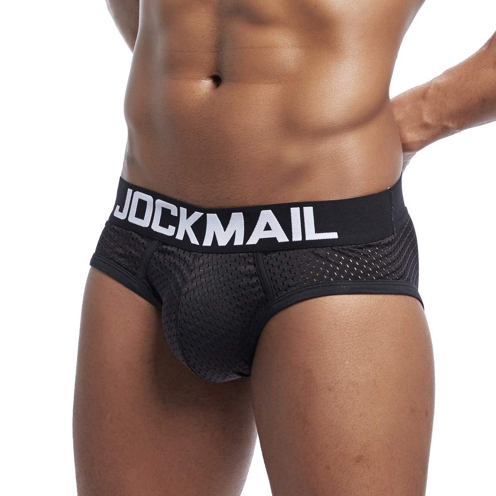 Breathable Mesh Men's Sports Underwear - Quick-Dry Fitness Briefs with Patchwork Design for Running, Gym & Active Lifestyle