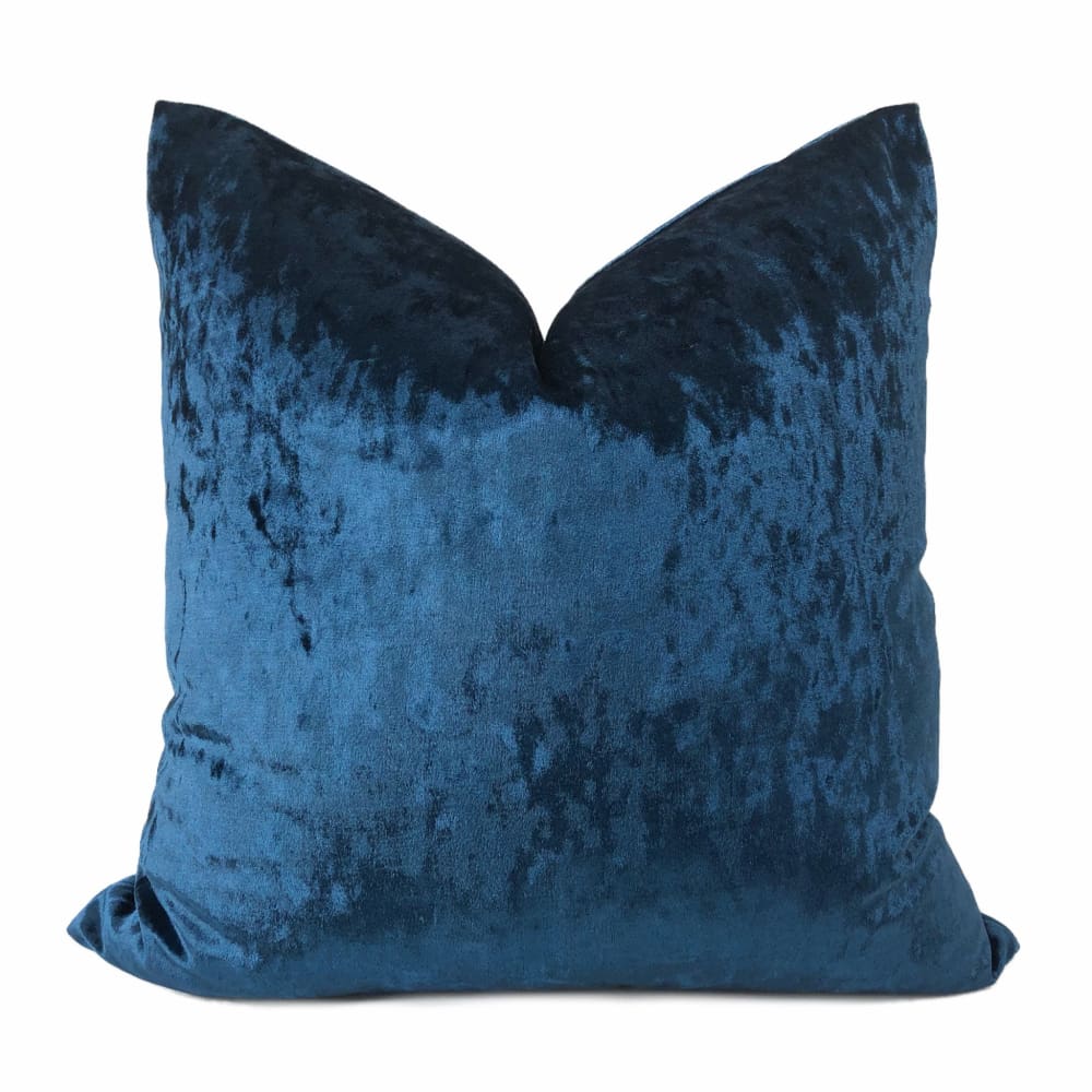 Arcturo Sapphire Blue Tonal Velvet Pillow Cover - Soft Luxury Decorative Throw Pillow Case for Sofa, Bed & Home Decor - 18x18 Inches