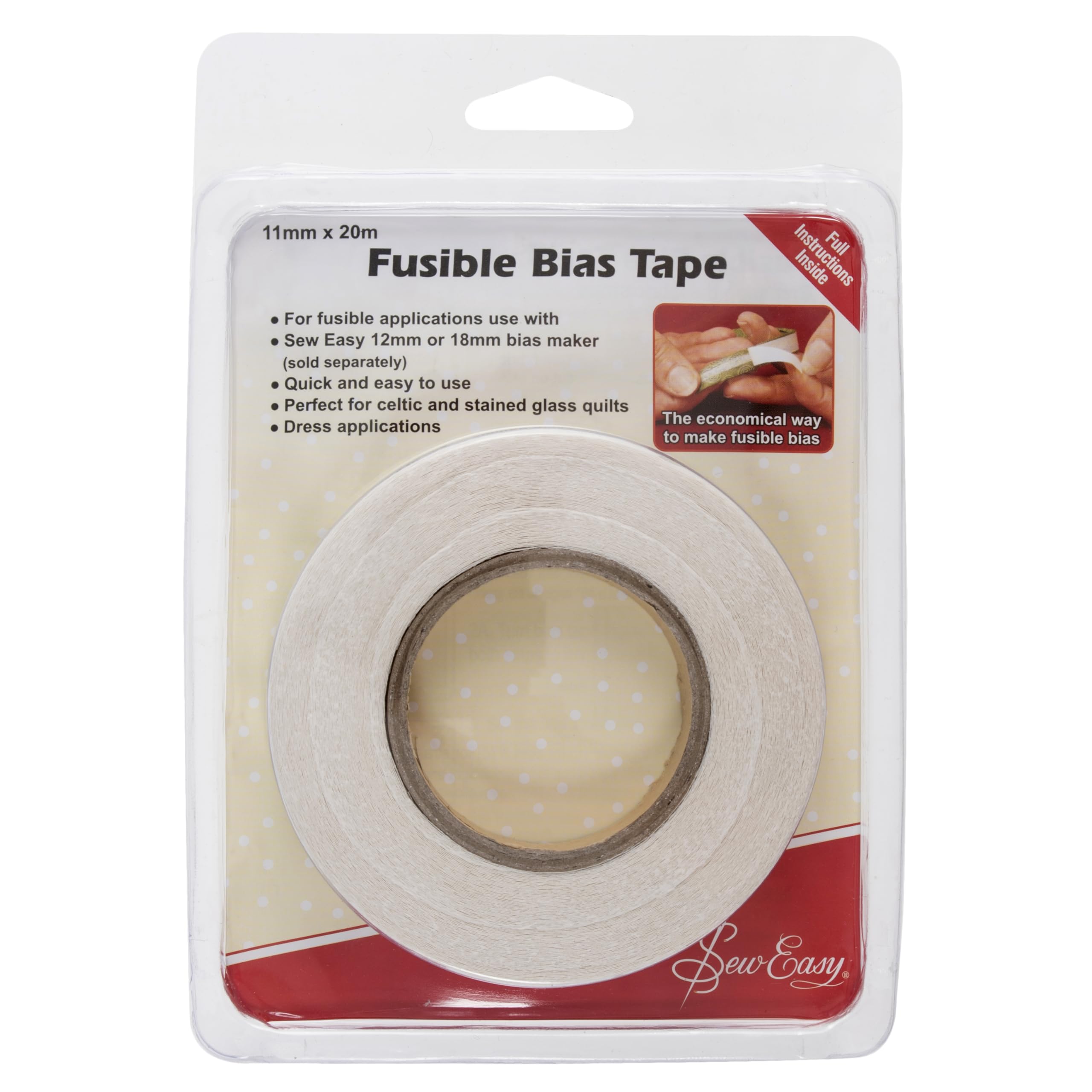 ER520.11 Fusible Bias Tape Maker Adhesive Tape - 22mm x 20m for Sewing, Quilting & DIY Fabric Projects | Heat Bonding for Seam Finishing & Hemming