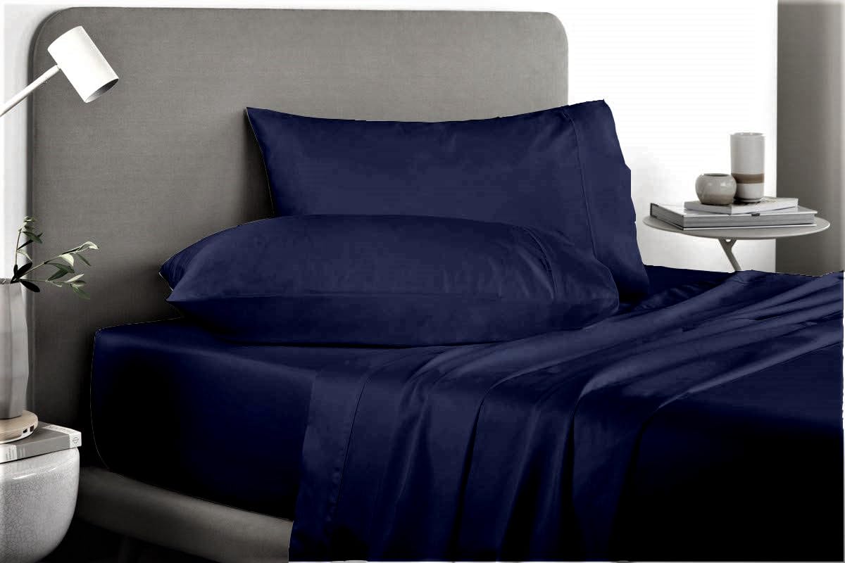 Premium Egyptian Cotton King Size Pillowcase Set of 2 - 400 Thread Count, 20x40 Inches, Navy Blue - Soft & Breathable Bedding for Luxury Hotels, Home Decor, and Gift Giving