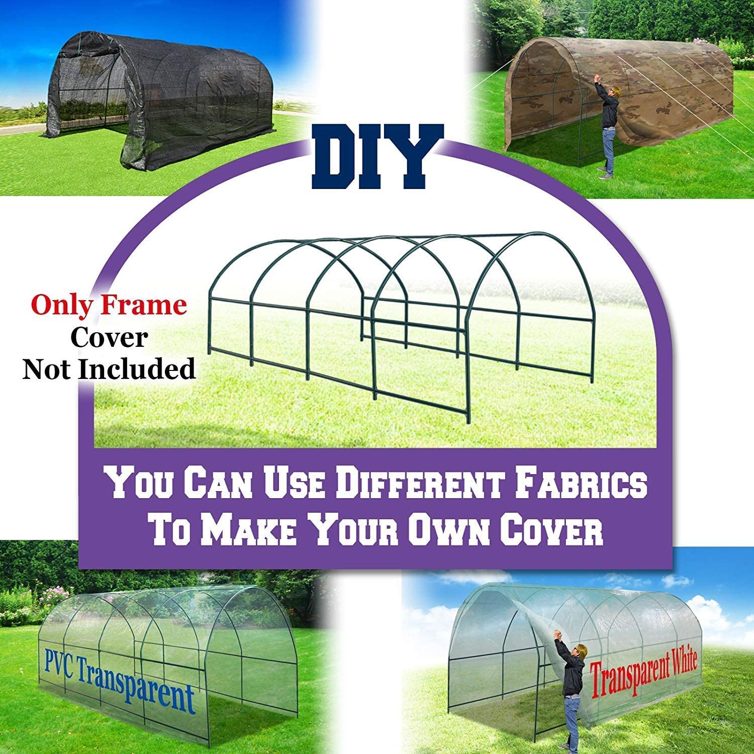 **YardGrow 16x7x7 FT Greenhouse Frame - Sturdy Garden House Support Arch for Climbing Plants, Flowers & Vegetables | Outdoor Use for Backyard, Patio & Gardening**