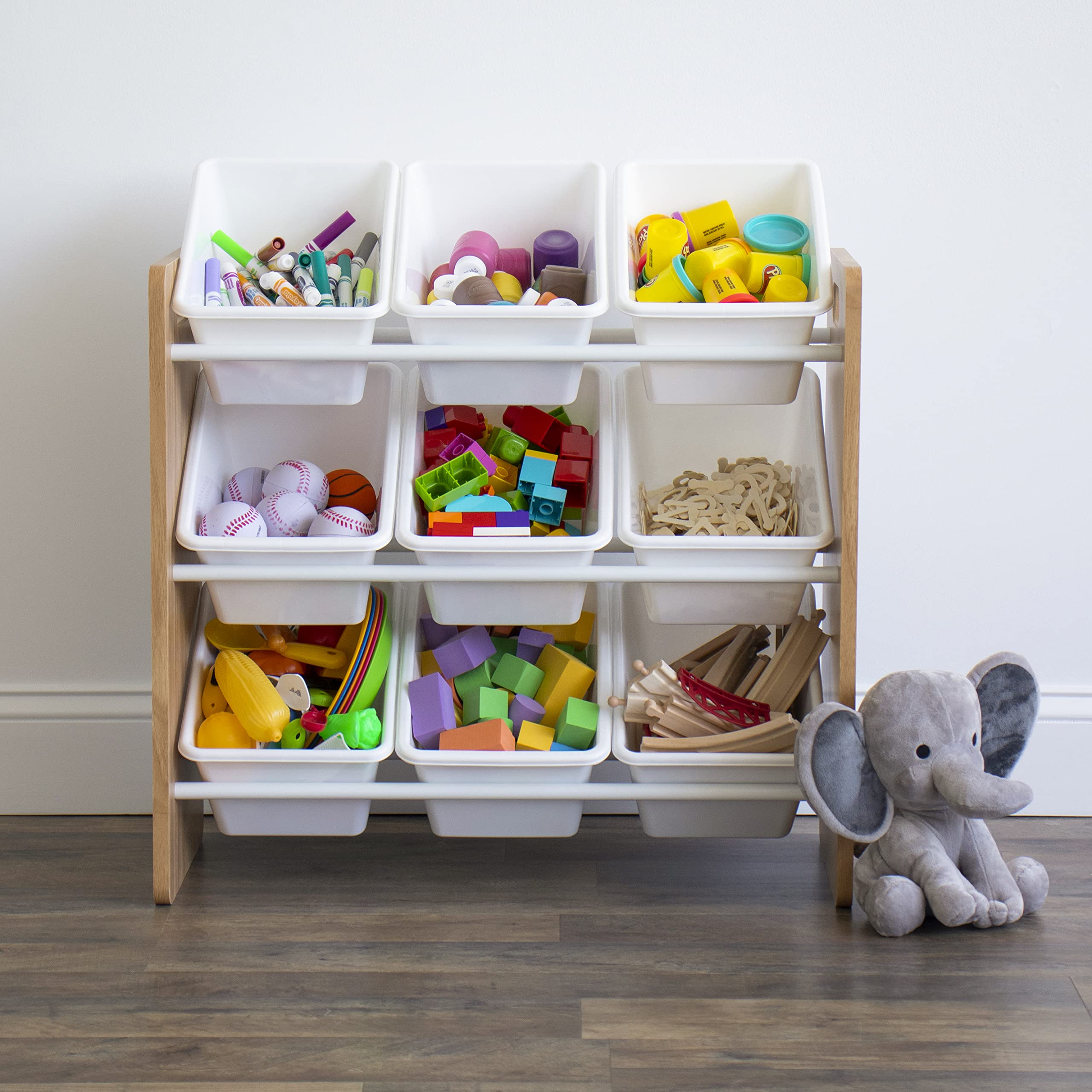 Humble Crew Kids Book Rack Storage Bookshelf with Toy Organizer Bins - Perfect for Nursery, Playroom & Classroom Organization