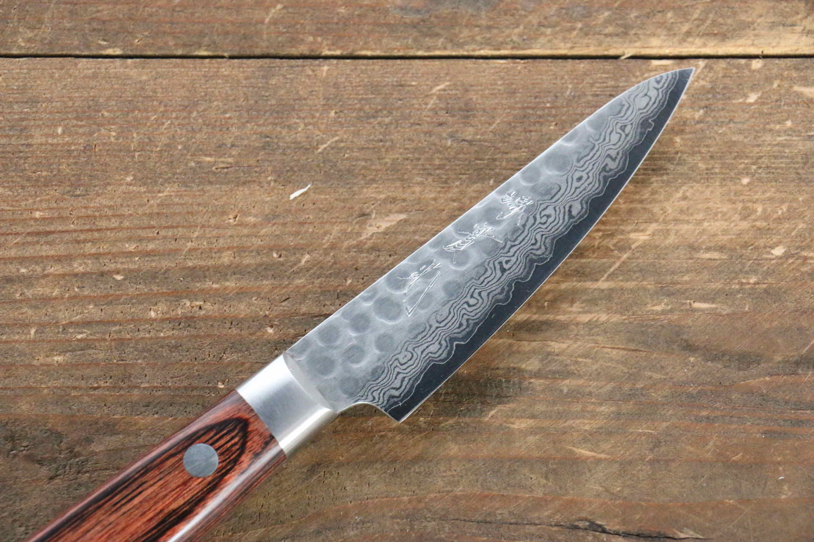 Jikko VG10 17-Layer Damascus Steel Paring Knife 80mm - Premium Mahogany Handle - Perfect for Fruit Peeling, Vegetable Slicing & Kitchen Prep