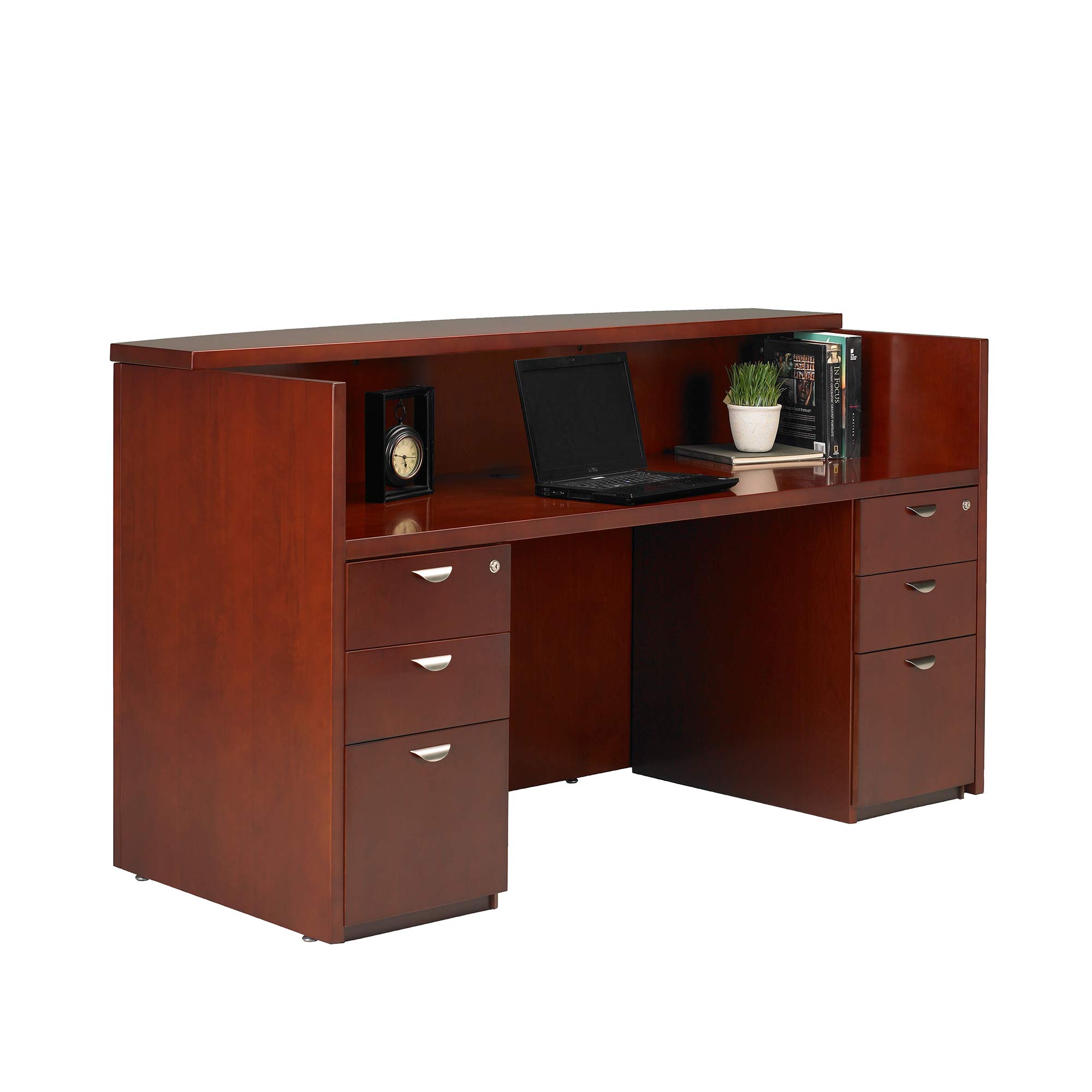 Mayline Mira Desk - Medium Cherry Veneer Office Desk for Home & Workspace | Modern & Durable Writing Desk for Professionals & Students