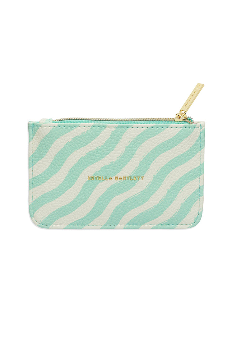 Mint Green Wiggle Print Card Holder Wallet - Perfect for Organizing Credit Cards, IDs & Cash | Stylish & Compact for Everyday Use, Travel & Shopping