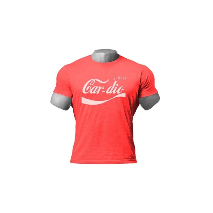 Dreadlift Cardio Tee - Red & White Performance Workout Shirt for Men & Women - Gym, Running & Fitness Training