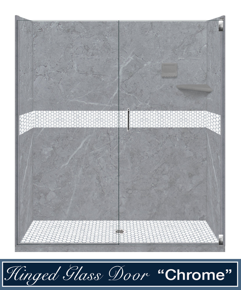 60 Alcove Grio Medici Marble & Pearl Hex Mosaic Tile - DIY Shower Remodel Kit for Bathroom & Backsplash - Waterproof Peel and Stick Wall Tiles for Kitchen, Laundry Room & Home Decor