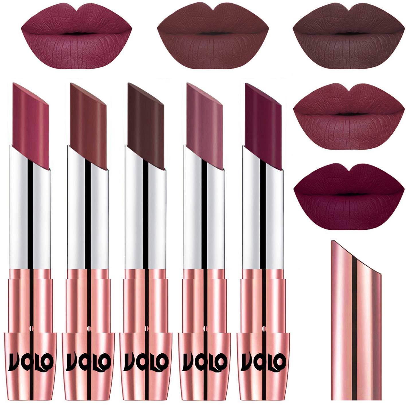 VOLO Cream Lipstick - Cherry, Coffee, Chocolate, Plum & Wine Shades - Long Lasting Moisturizing Lip Color for Day & Night Wear