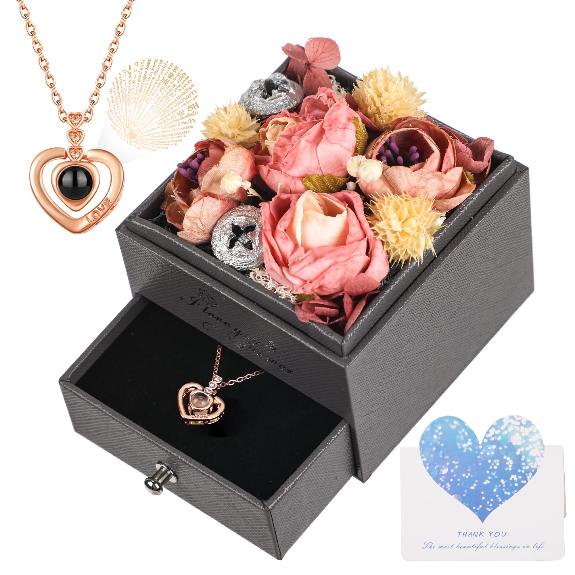 Elegant Jewelry Simulation Flower Box Gift for Women, Mom, Wife, Girlfriend - Perfect for Mother's Day, Valentine's Day, Anniversary, Birthday - Dark Rose Red for Romantic Occasions and Special Celebrations
