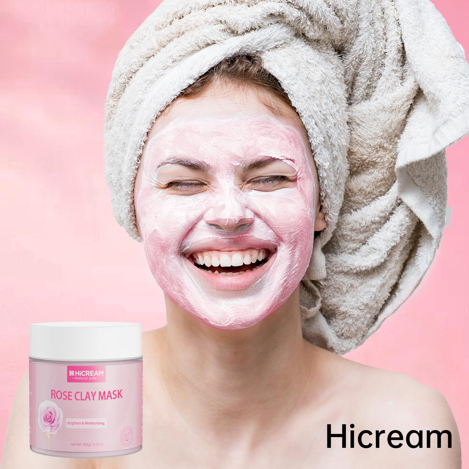 Rose Clay Facial Mask for Women & Men - Kaolin & Collagen Pink Clay Mask to Reduce Blackheads, Moisturizing & Gentle Skincare (5.29 oz) | Perfect Valentine's Gift & Daily Self-Care Treatment