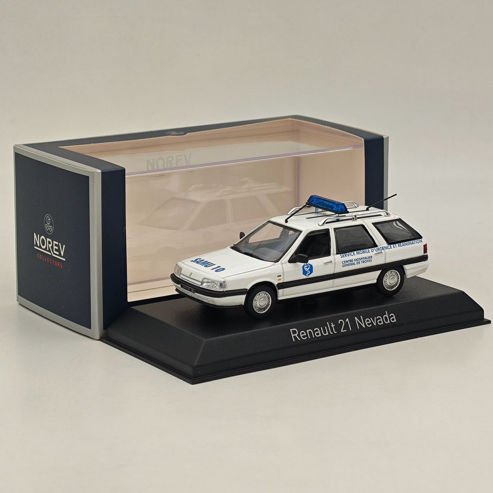 1/43 Scale Norev Renault 21 Nevada 1991 SAMU 10 Diecast Model Car - White - Collectible Miniature Vehicle for Display, Gifts & Diorama Scenes