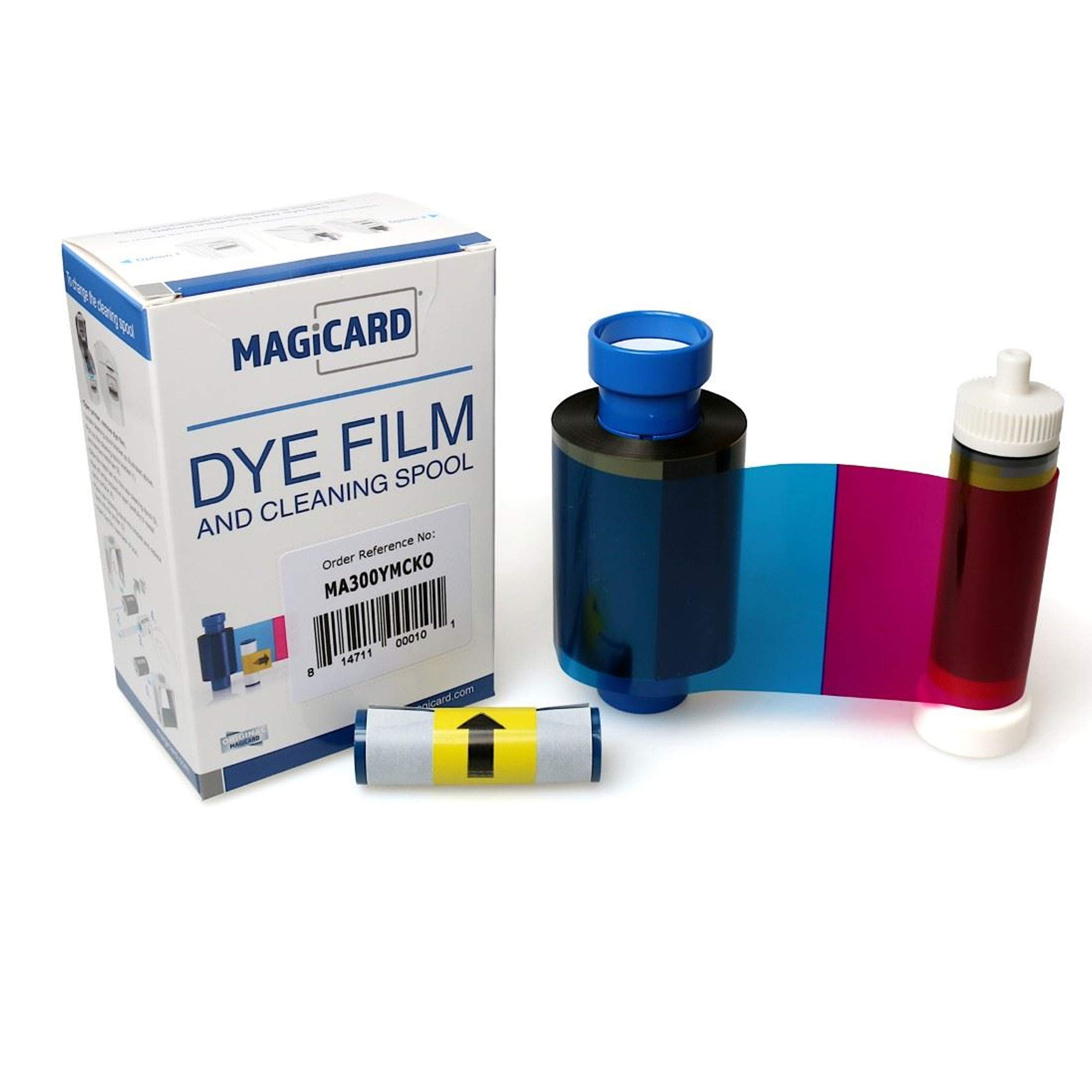 Magicard MA300YMCKO Full-Color Ribbon Printer Cartridge - YMCKO for 300 Single-Sided ID Cards (150 Duplex) with Alphacard Cleaning Kit - Perfect for Office Security, School IDs & Employee Badges