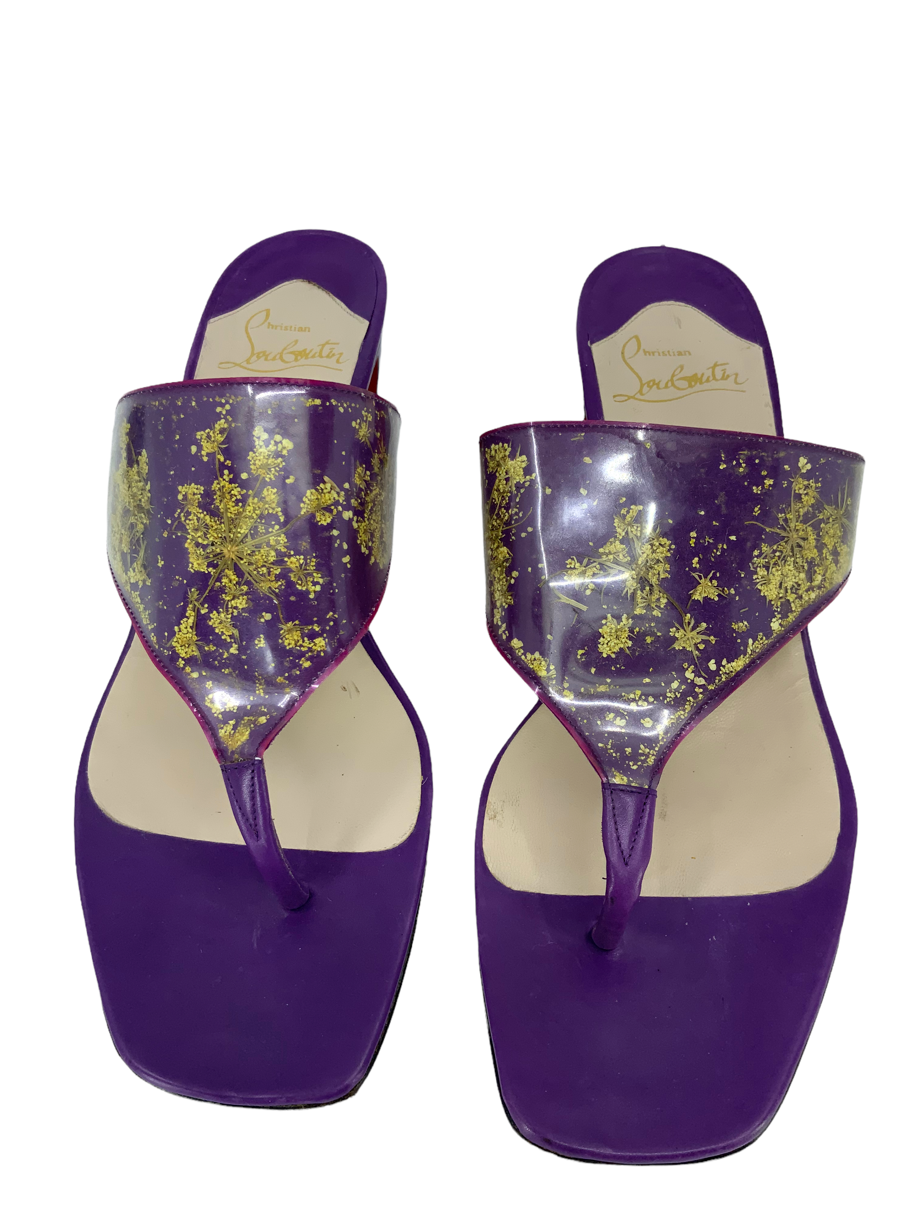 Christian Louboutin Women's Leather Square Toe Thong Sandals - Size 9 | Comfortable High-End Designer Flip Flops for Summer, Beach & Casual Outings