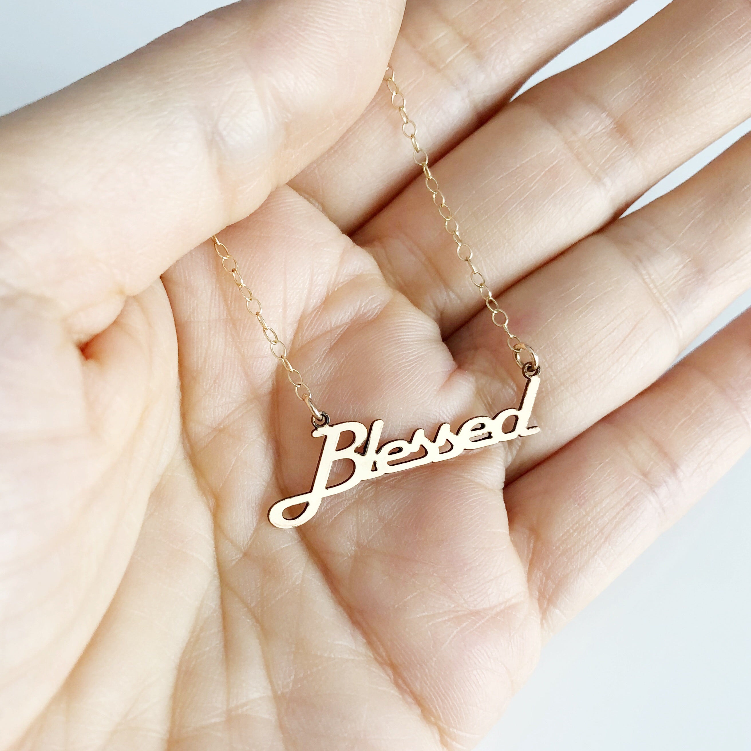 BLESSED Necklace (N284) - Elegant Religious Jewelry for Women, Stainless Steel Pendant with Inspirational Message - Perfect for Daily Wear, Gifts & Special Occasions
