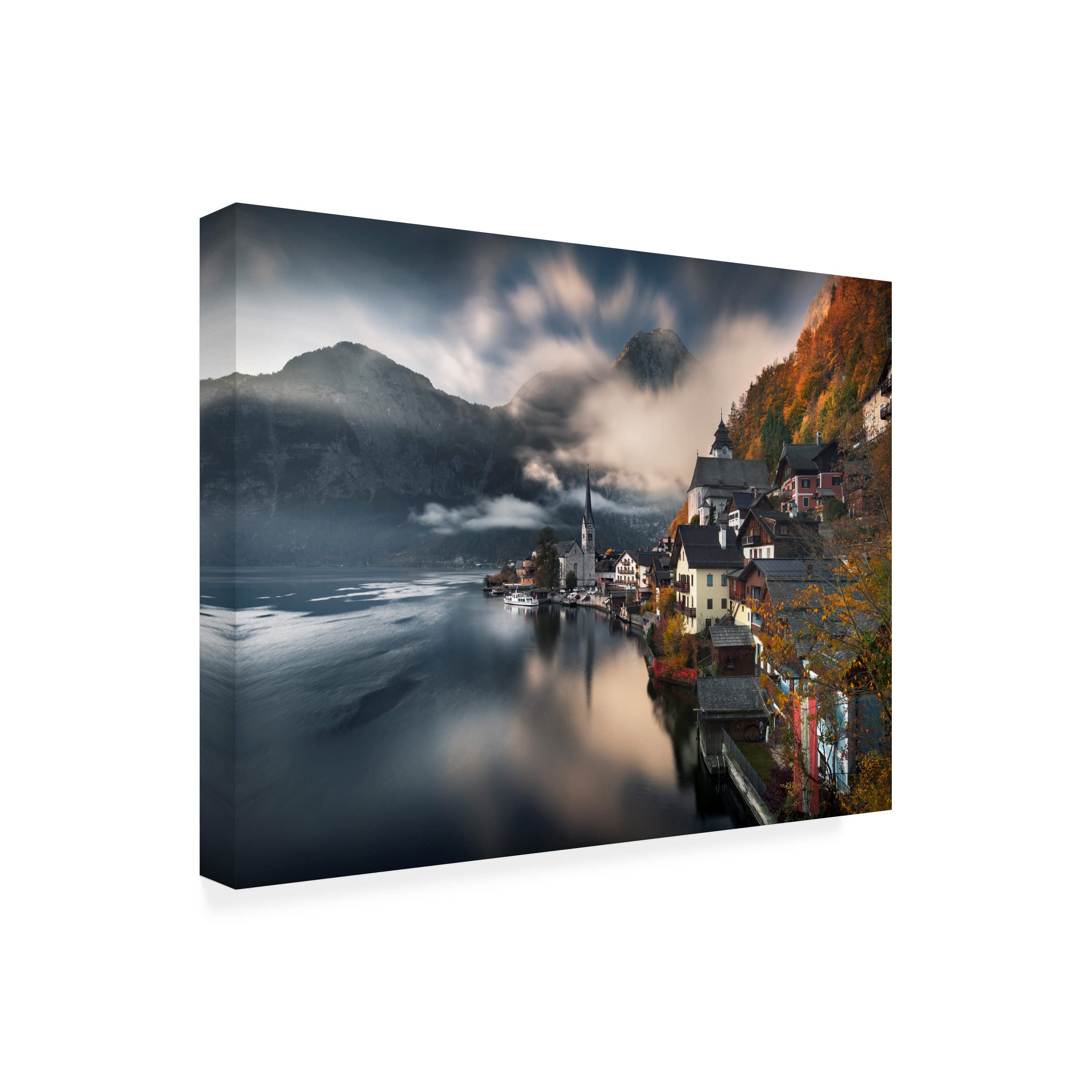 Trademark Fine Art 'Hallstatt' Canvas Wall Art Print by Karol Nienartowicz - Stunning Landscape Painting for Living Room, Bedroom & Office Decor