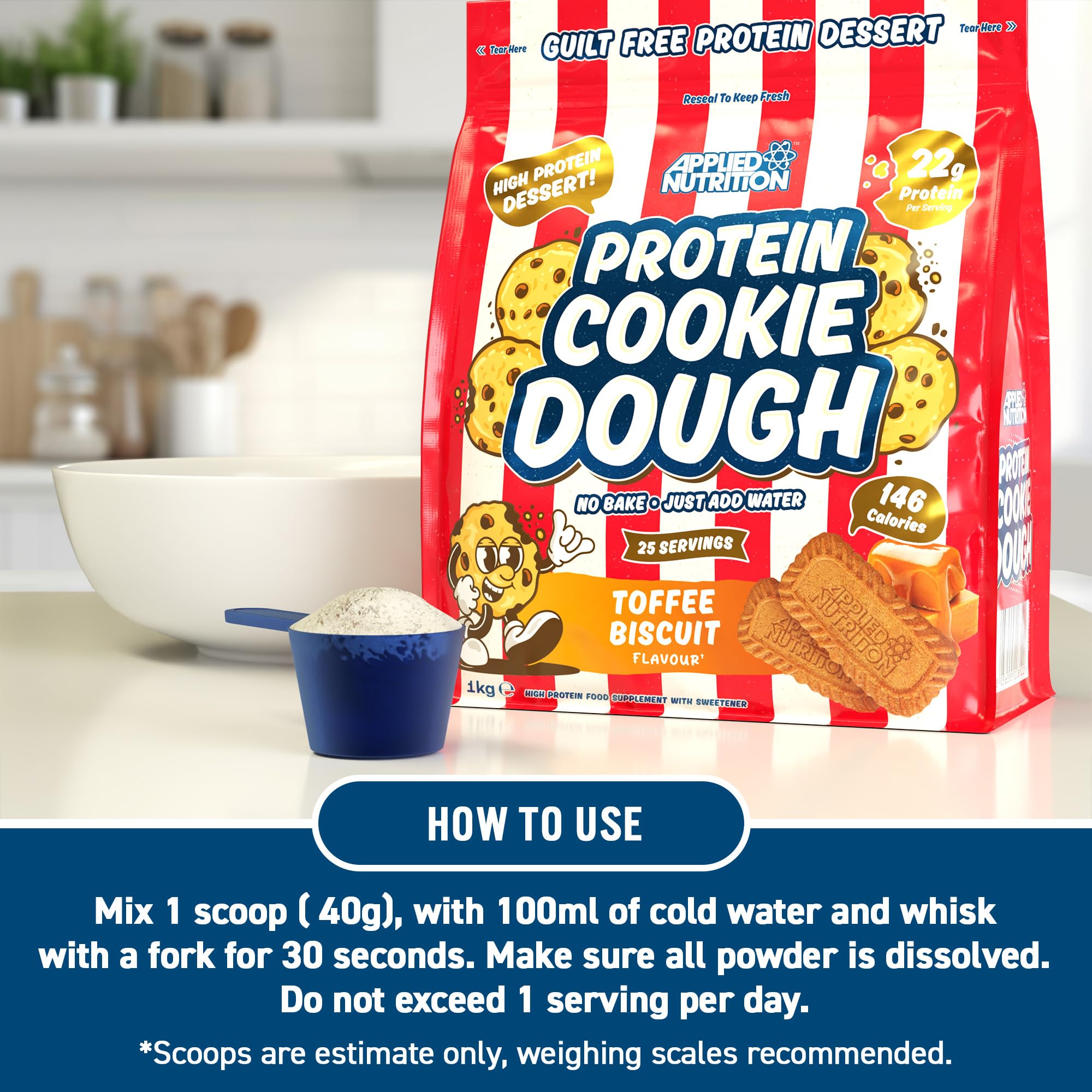 Applied Nutrition Protein Cookie Dough 1kg - High Protein Snack for Fitness & Weight Loss | Perfect for Post-Workout Recovery & Healthy Dessert