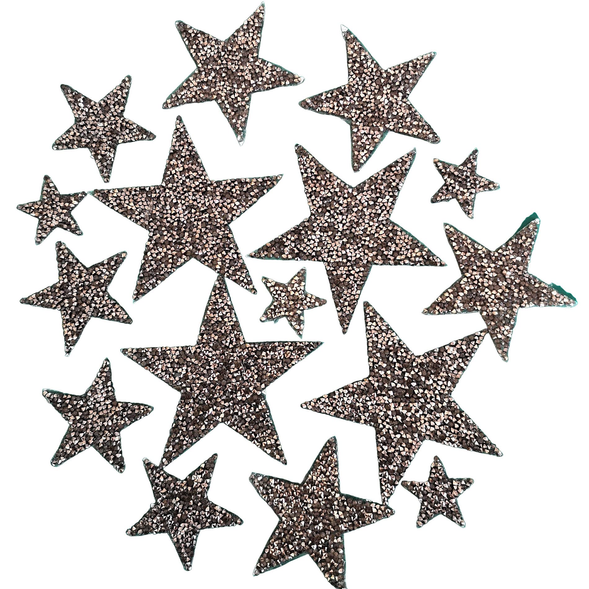 16-Pack Grey Rhinestone Star Iron-On Patches - Heat Transfer & Sew-On Glitter Appliques for Clothes, DIY Crafts, Costumes & Accessories | Perfect for Jeans, Jackets, Bags & Dance Costume Embellishment