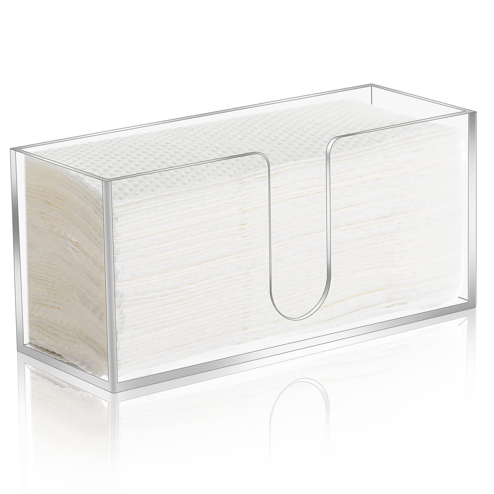 Clear Acrylic Countertop Paper Towel Dispenser - Folded Trifold Napkin Holder for Z-Fold, C-Fold & MultiFold Paper Towels | Perfect for Bathroom, Toilet & Kitchen Countertops | Space-Saving & Hygienic Solution
