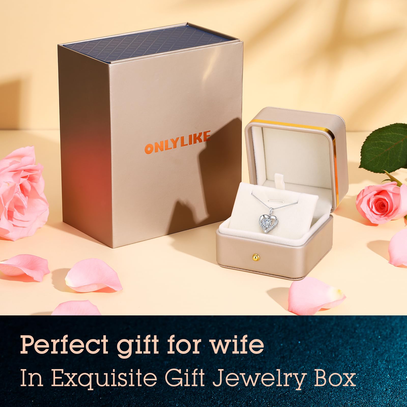 1-3 Carat Moissanite Heart Pendant Necklace for Women - Engraved 