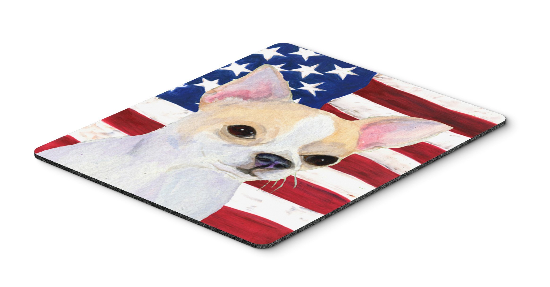 USA American Flag with Chihuahua Mouse Pad - Large Washable Non-Slip Desk Mat for Home Office, Gaming & Computer Work | Patriotic Dog Lover Gift for Desk Decor & Kitchen Trivet