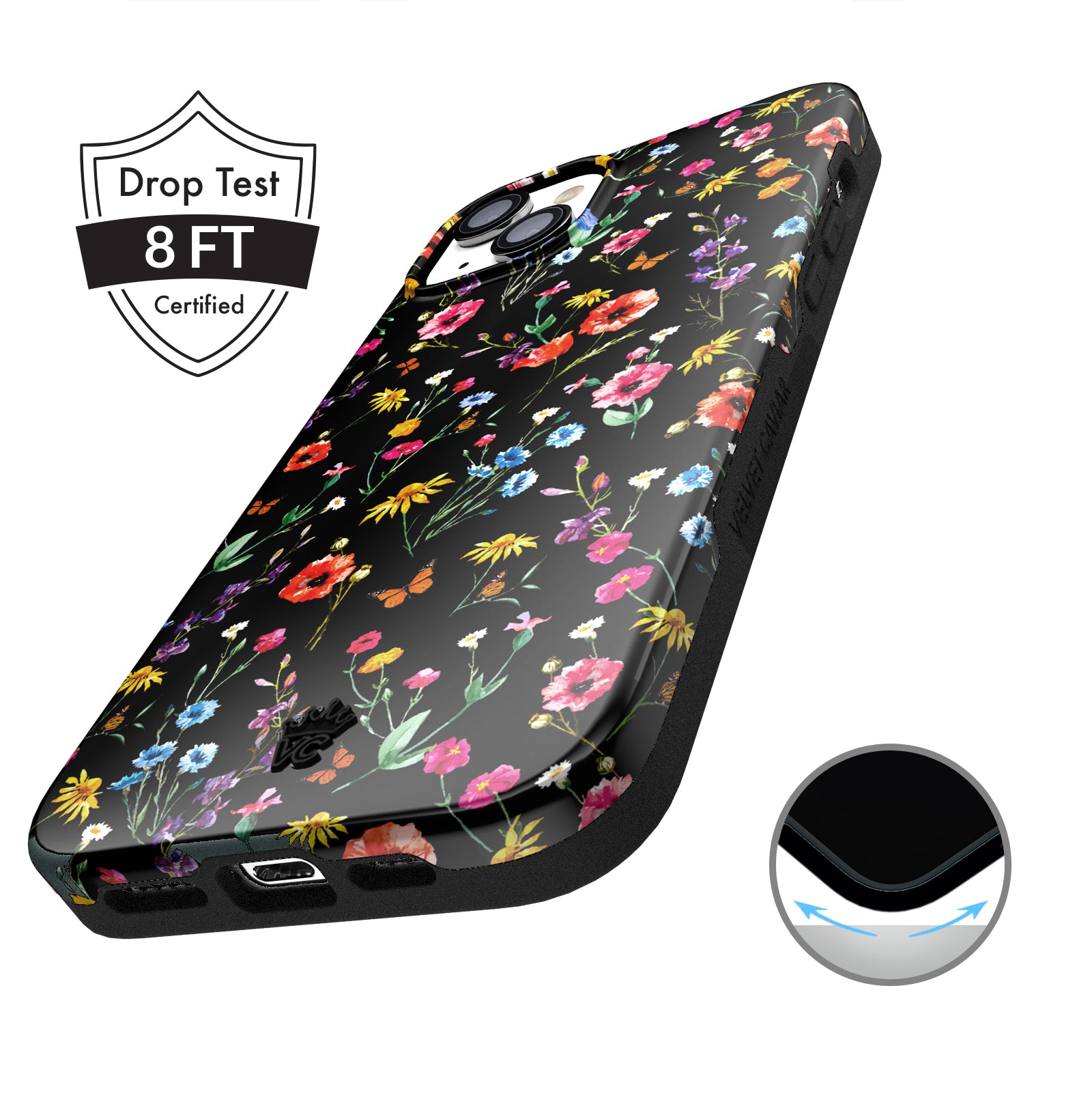 Black Wildflower iPhone Case - Durable Slim Protective Cover for iPhone [Model] - Perfect for Everyday Use, Travel & Outdoor Adventures