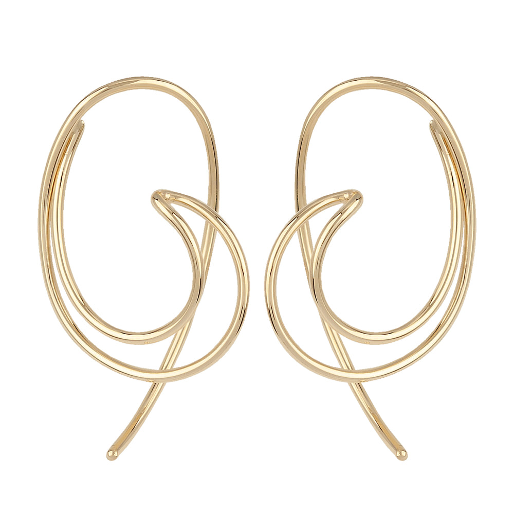 14K Gold Open Sweep Threader Earrings for Women - Dainty & Elegant Dangle Earrings for Everyday Wear, Parties & Special Occasions