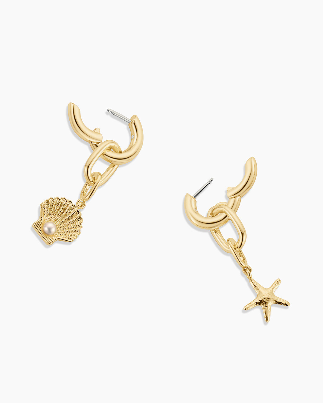 Shell Pearl & Starfish Charm Huggie Earrings - Dainty Beach Jewelry for Women - Perfect for Summer Vacations, Beach Weddings & Boho Fashion