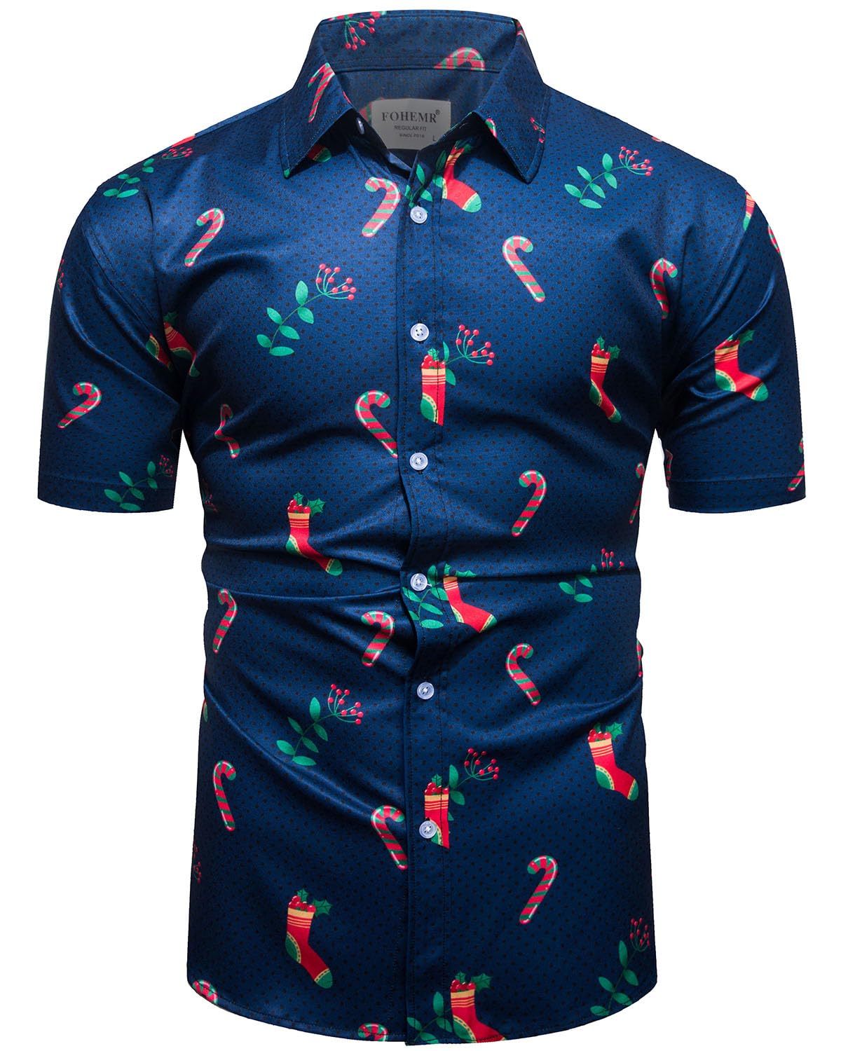 Funny Ugly Christmas Shirt for Men - Santa Claus Holiday Hawaiian Short Sleeve Button Down Dress Shirt | Perfect for Office Parties, Family Gatherings & Festive Celebrations