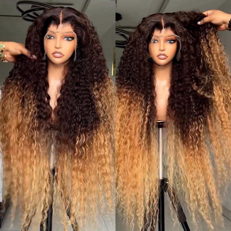 Ombre Dark Brown with Honey Blonde Curly